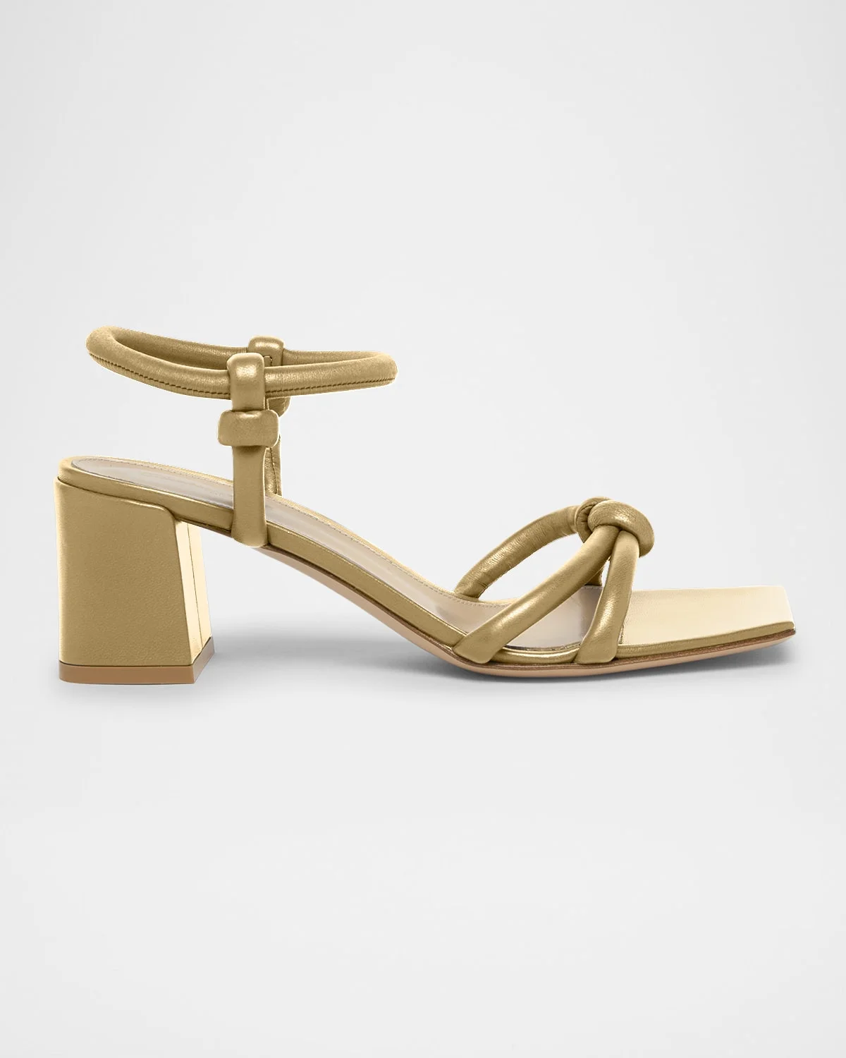 Leather Knot Ankle-Strap Sandals - 1