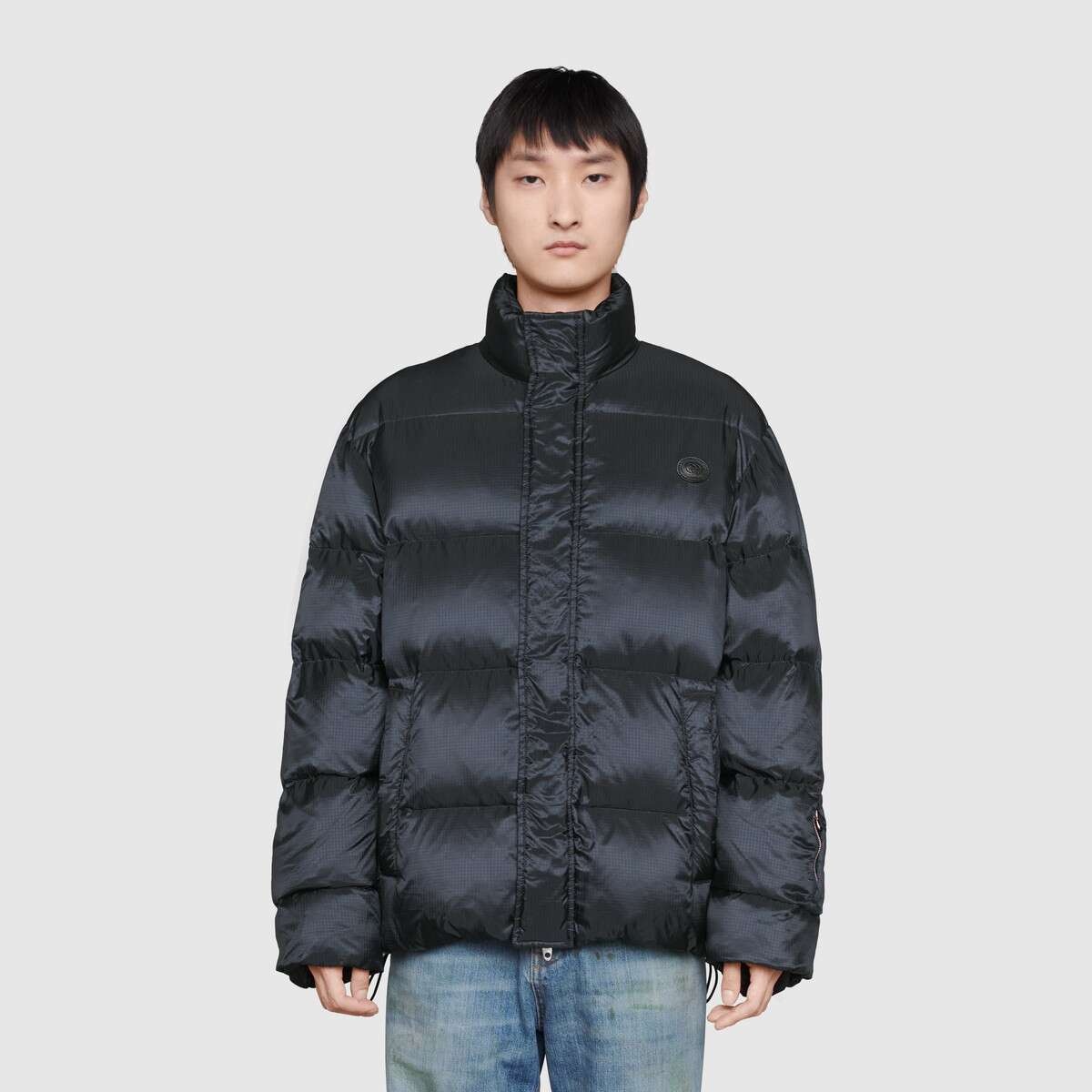 'think/thank' print nylon down jacket - 4