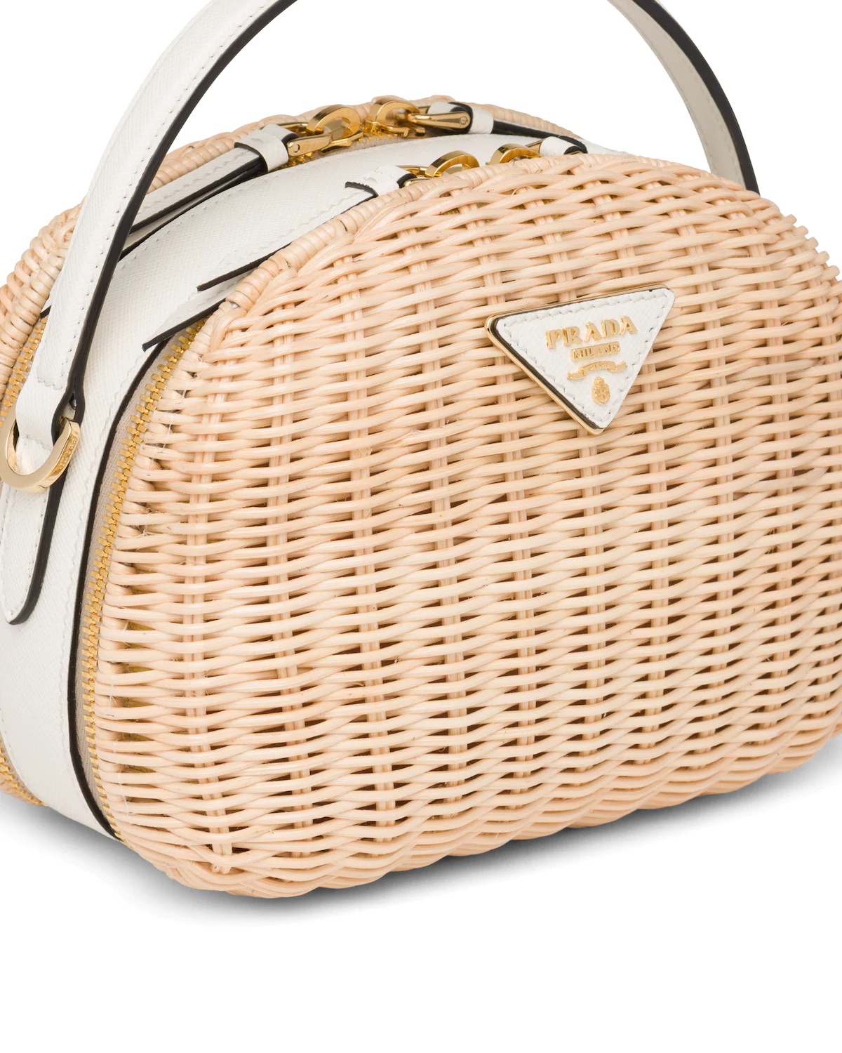 Wicker and Saffiano leather shoulder bag - 6