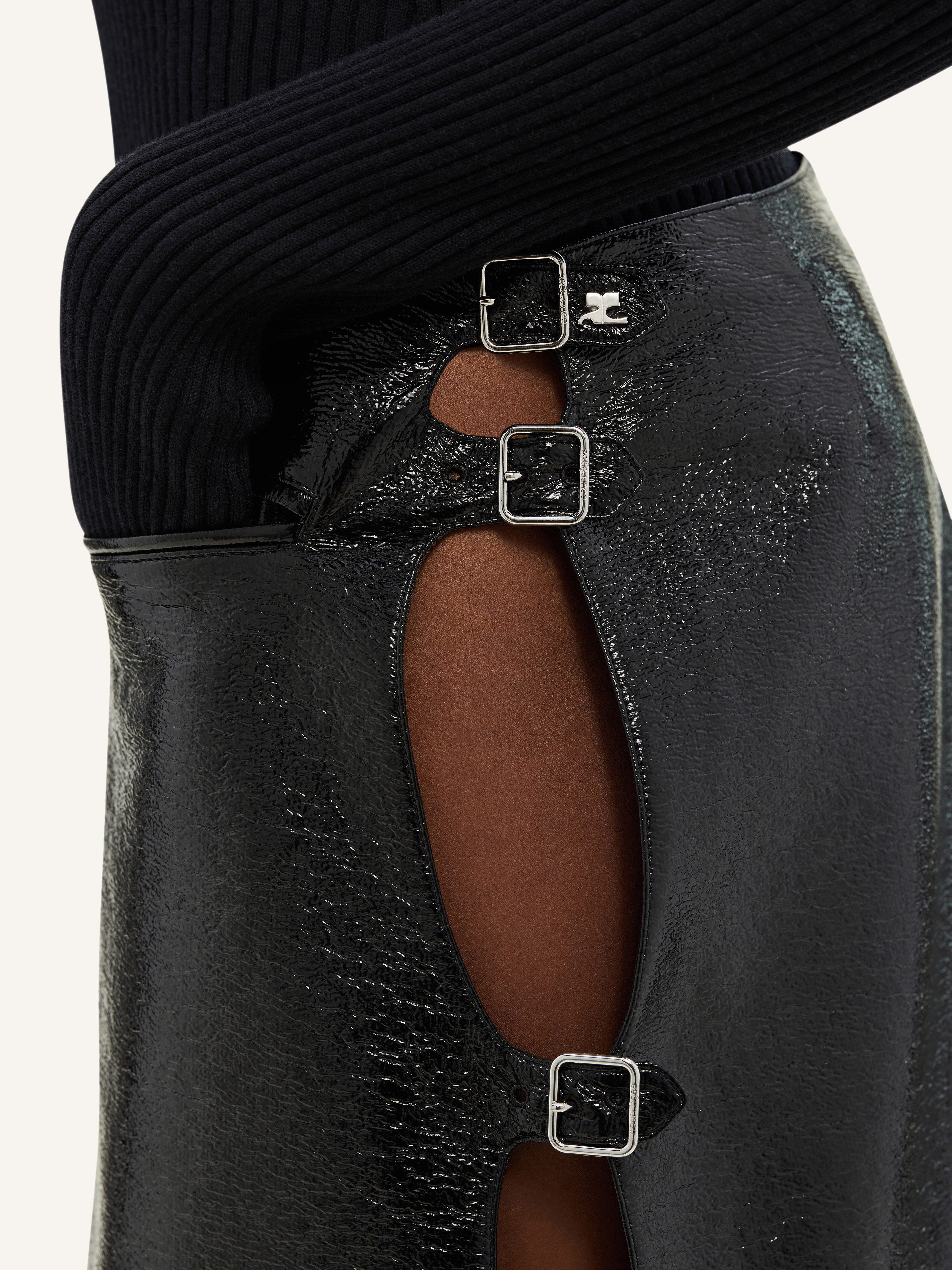 MULTI-BUCKLE VINYL MINI SKIRT - 4