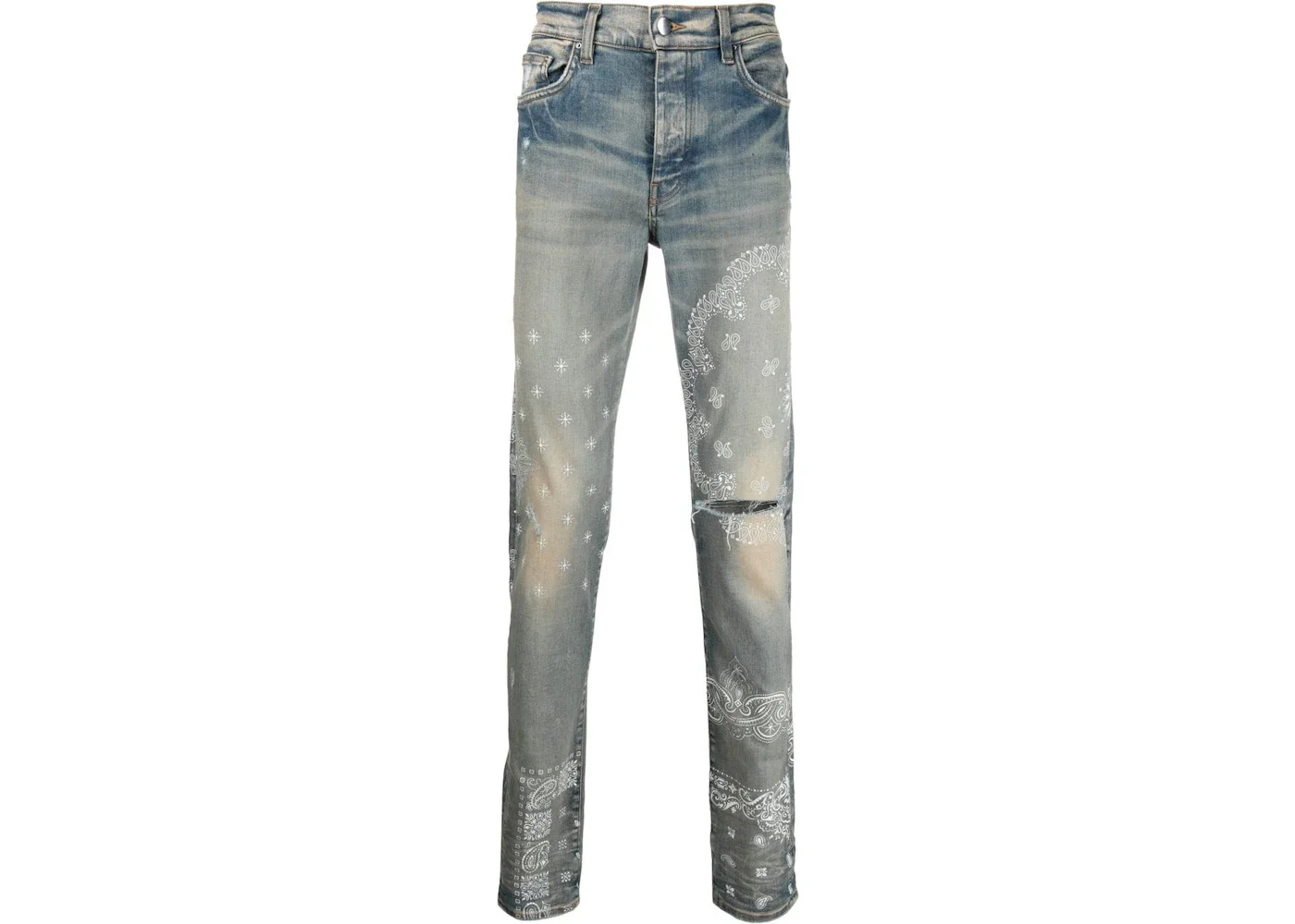 AMIRI Bandana Print Skinny Jeans Clay Indigo - 1