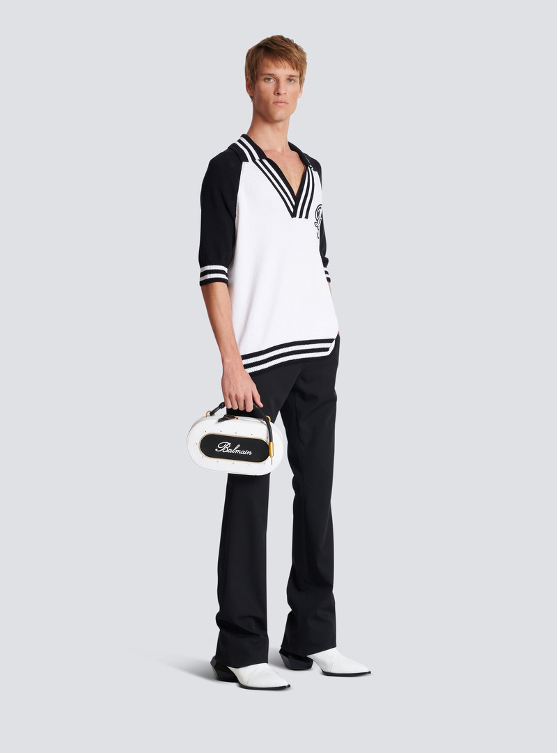 Balmain Calfskin Radio bag with Balmain Signature and embossed Grid motif outlook