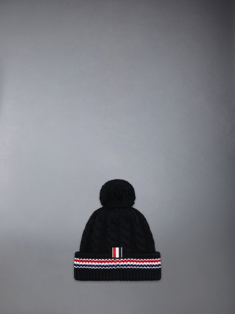 CASHMERE BABY CABLE STITCH POM POM HAT 1