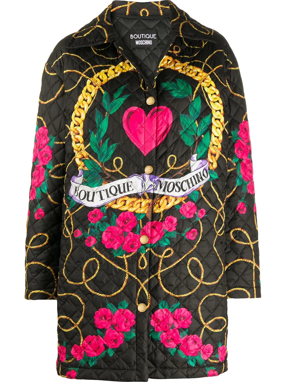 logo quilted coat - 1