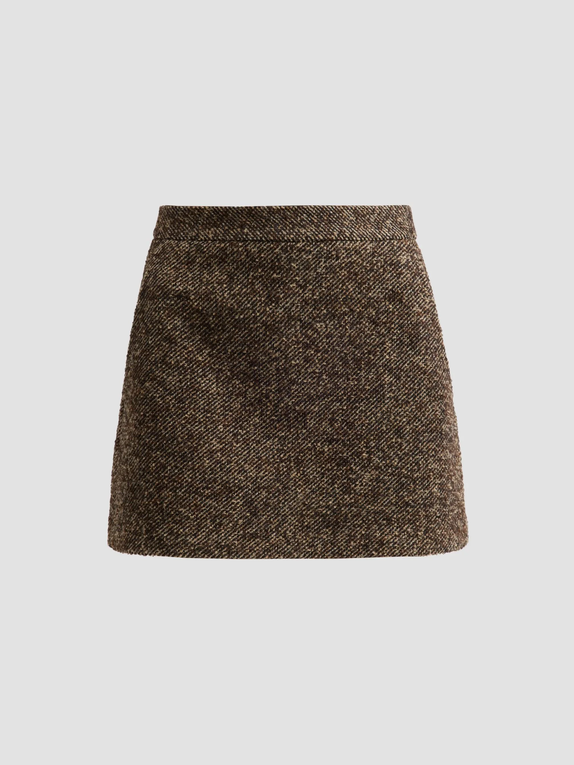 Women's Bouclé Twill Skort - Burnt Walnut Boucle - 1