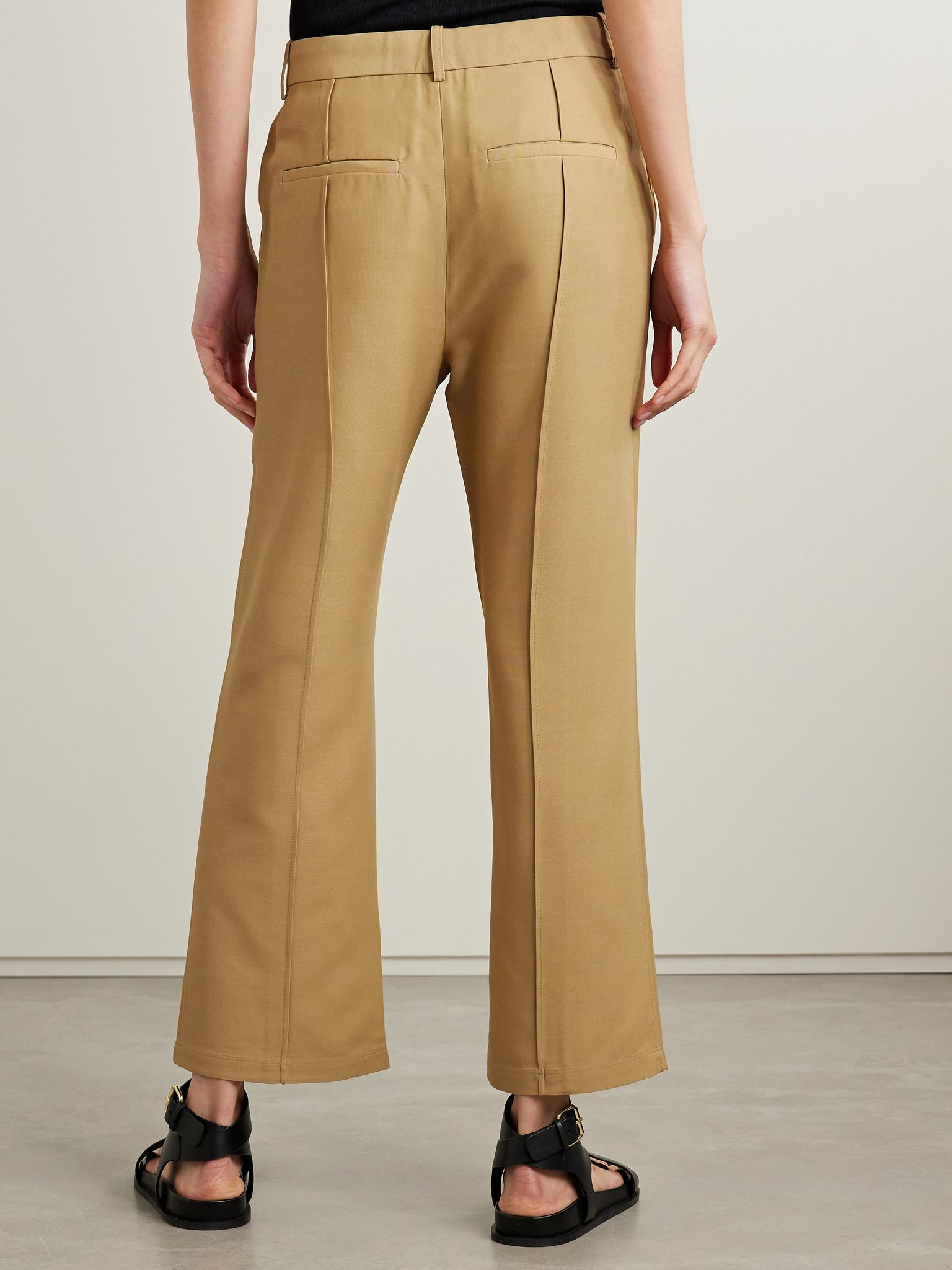 Cropped woven straight-leg pants Camel - 4