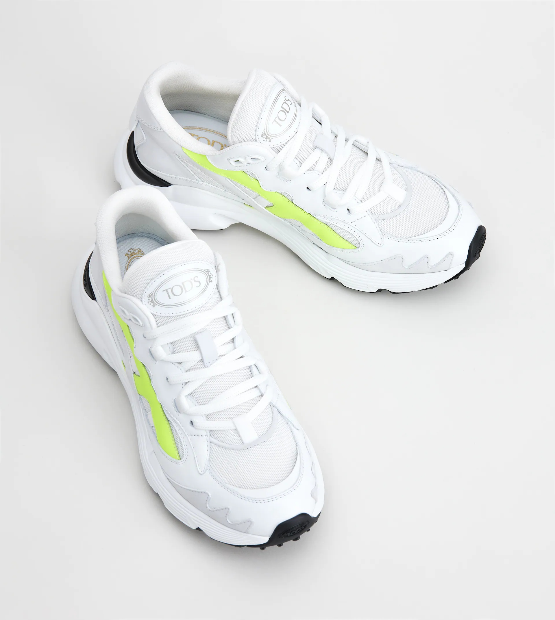 SNEAKERS IN LEATHER AND TECHNICAL FABRIC - WHITE, YELLOW - 3