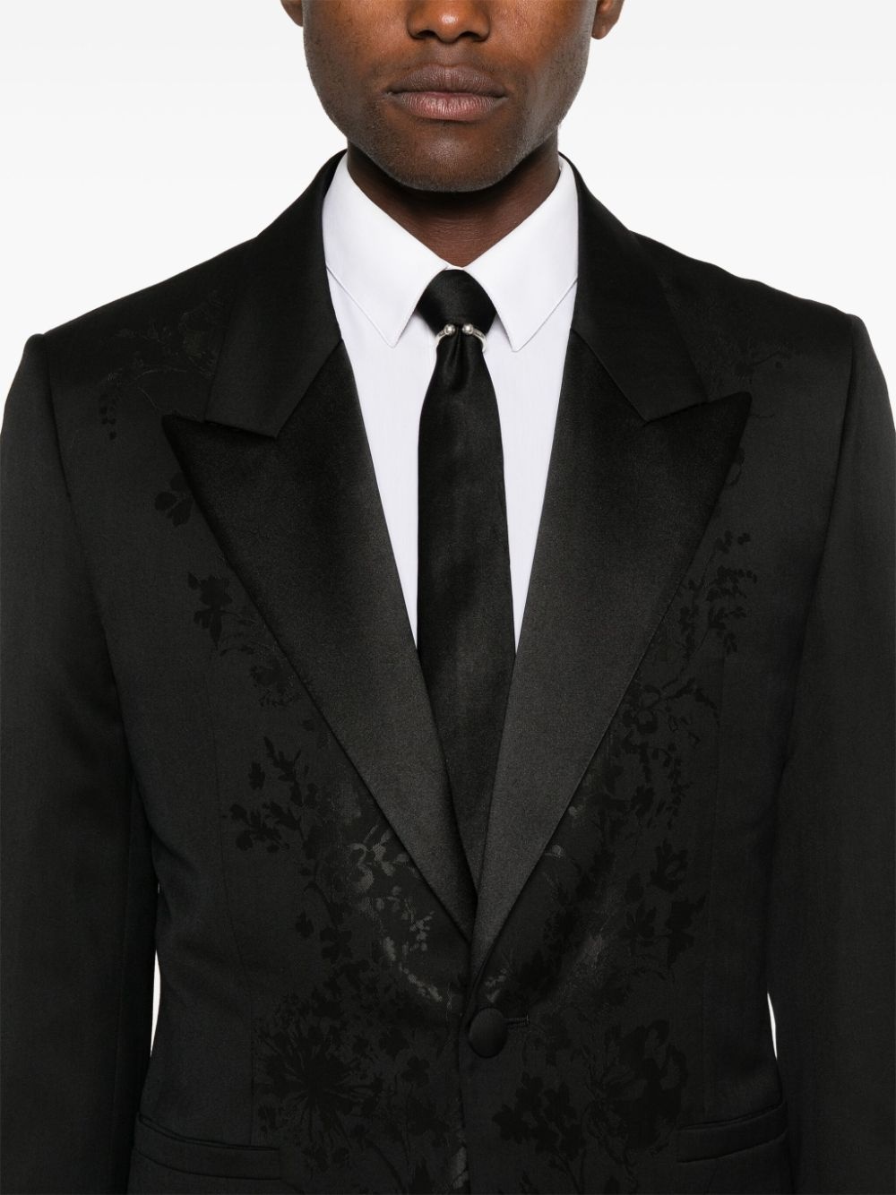 floral-jacquard single-breasted blazer - 5
