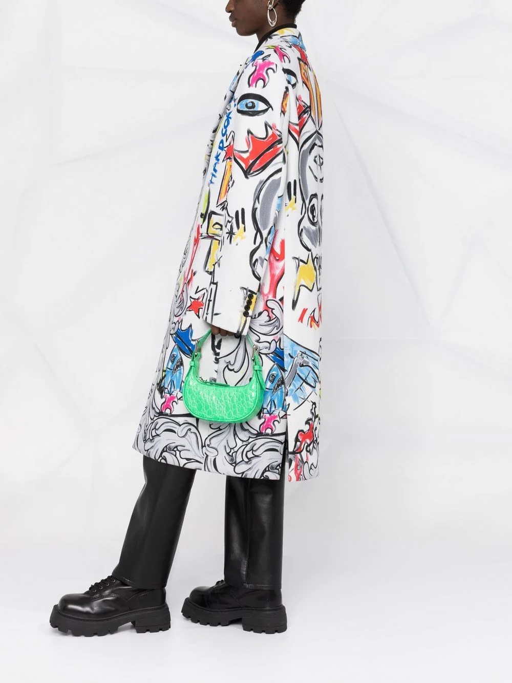 Agnelli graffiti-print single-breasted coat - 6