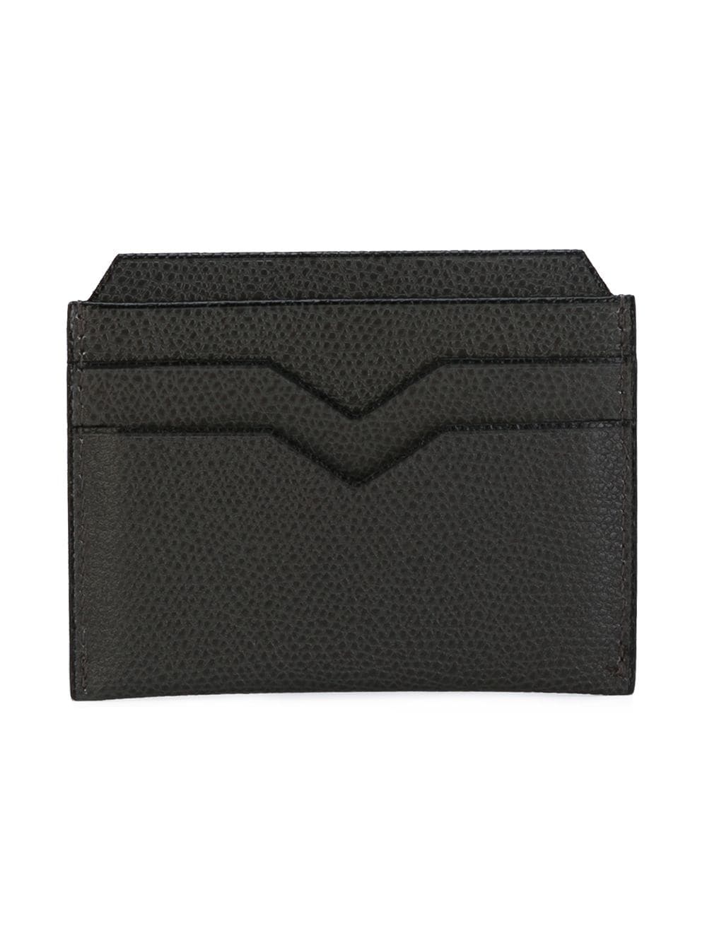 V-detail grained leather cardholder - 2