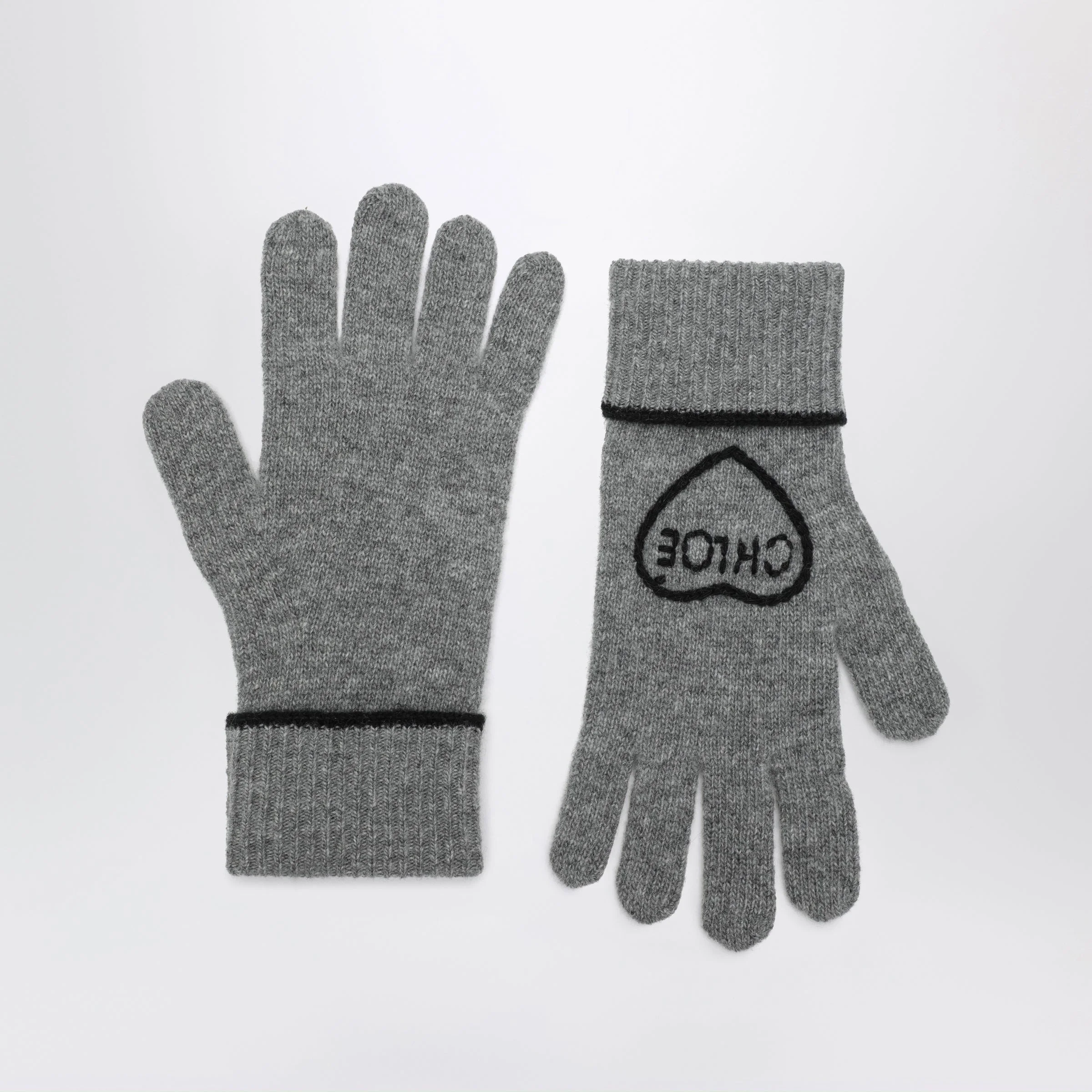 Chloe Grey Encoeur Gloves In Wool And Cashmere Women - 1