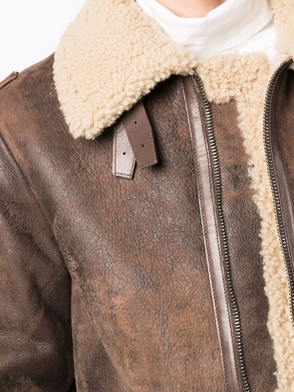 leather shearling coat - 5