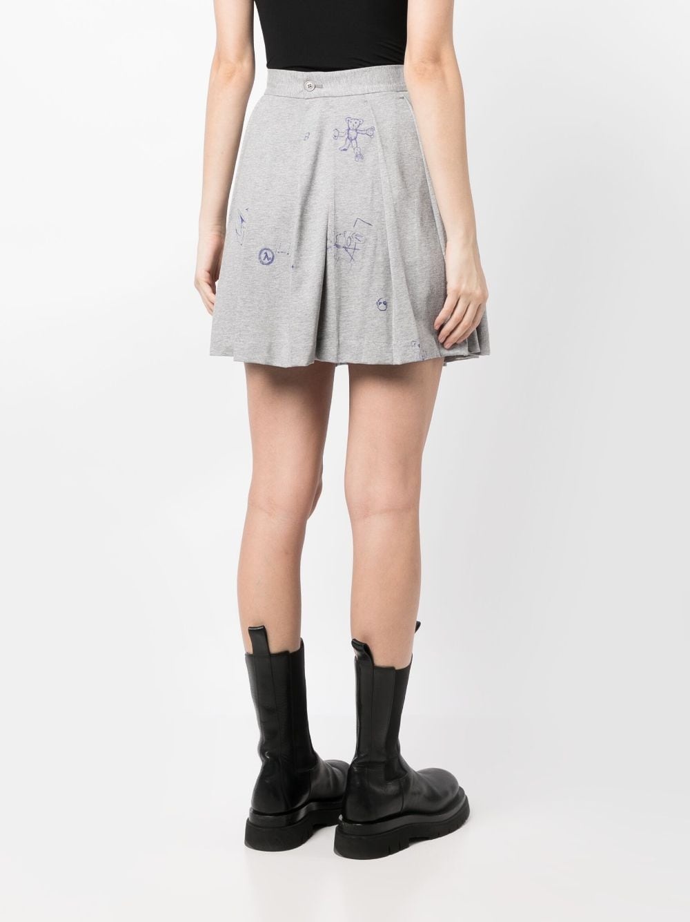graphic-print pleated miniskirt - 4