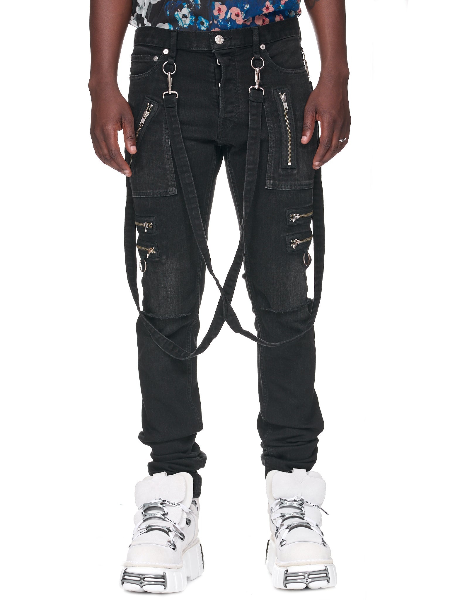 Skinny Distressed Denim Pants - 1