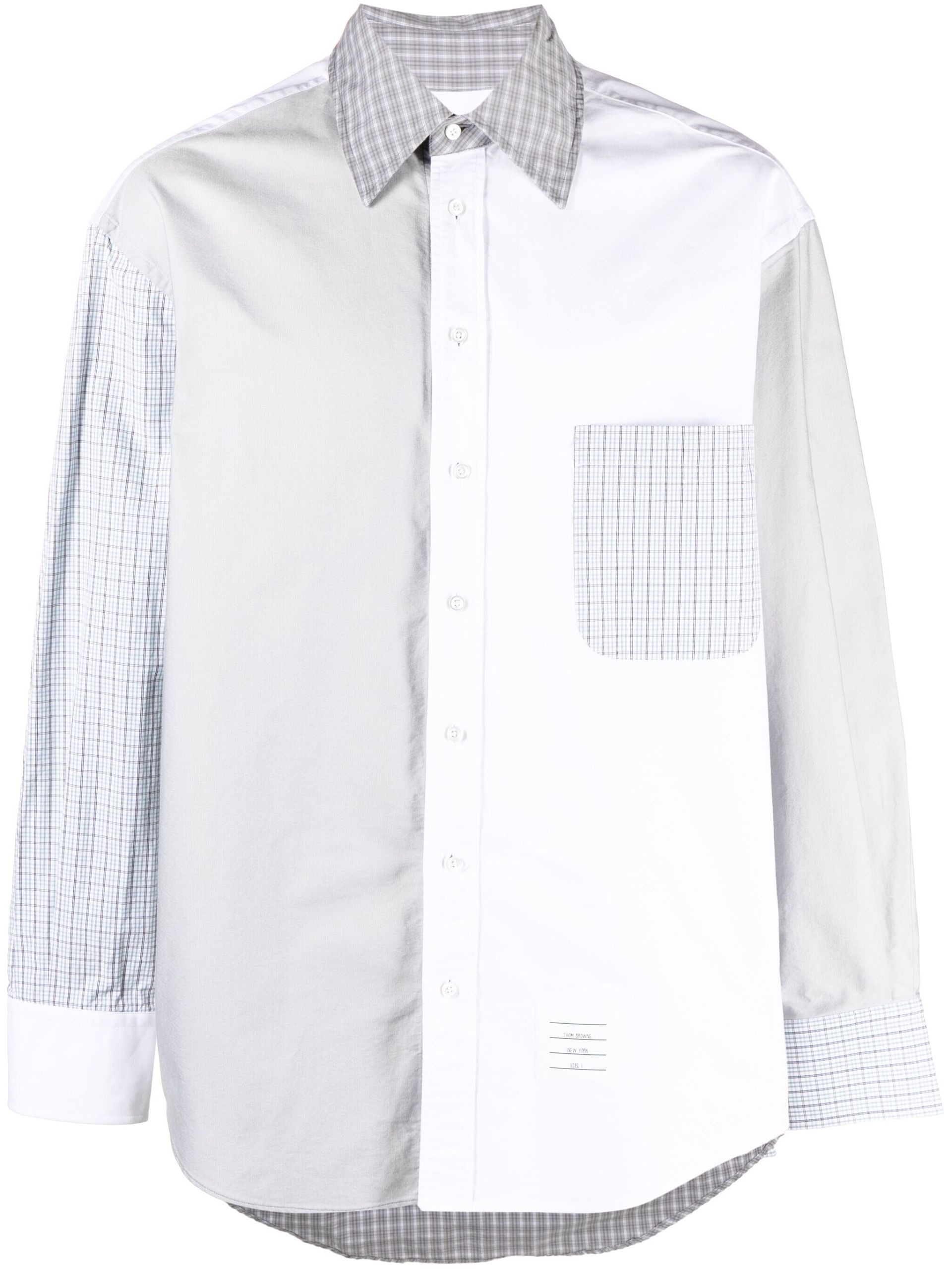 White Panelled Cotton Shirt - 1