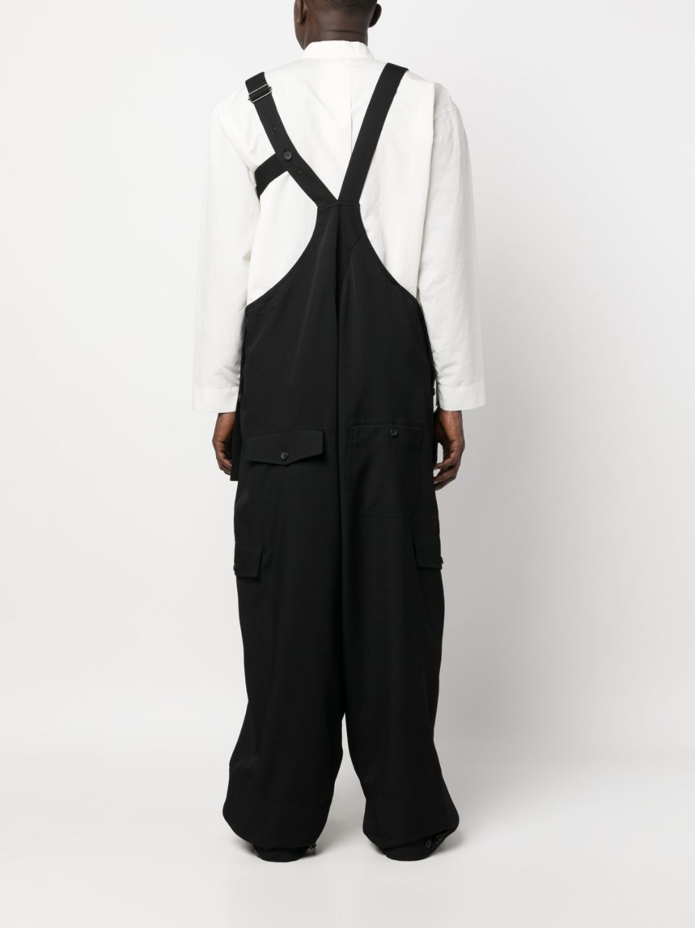 drop-crotch wool suspender trousers - 4
