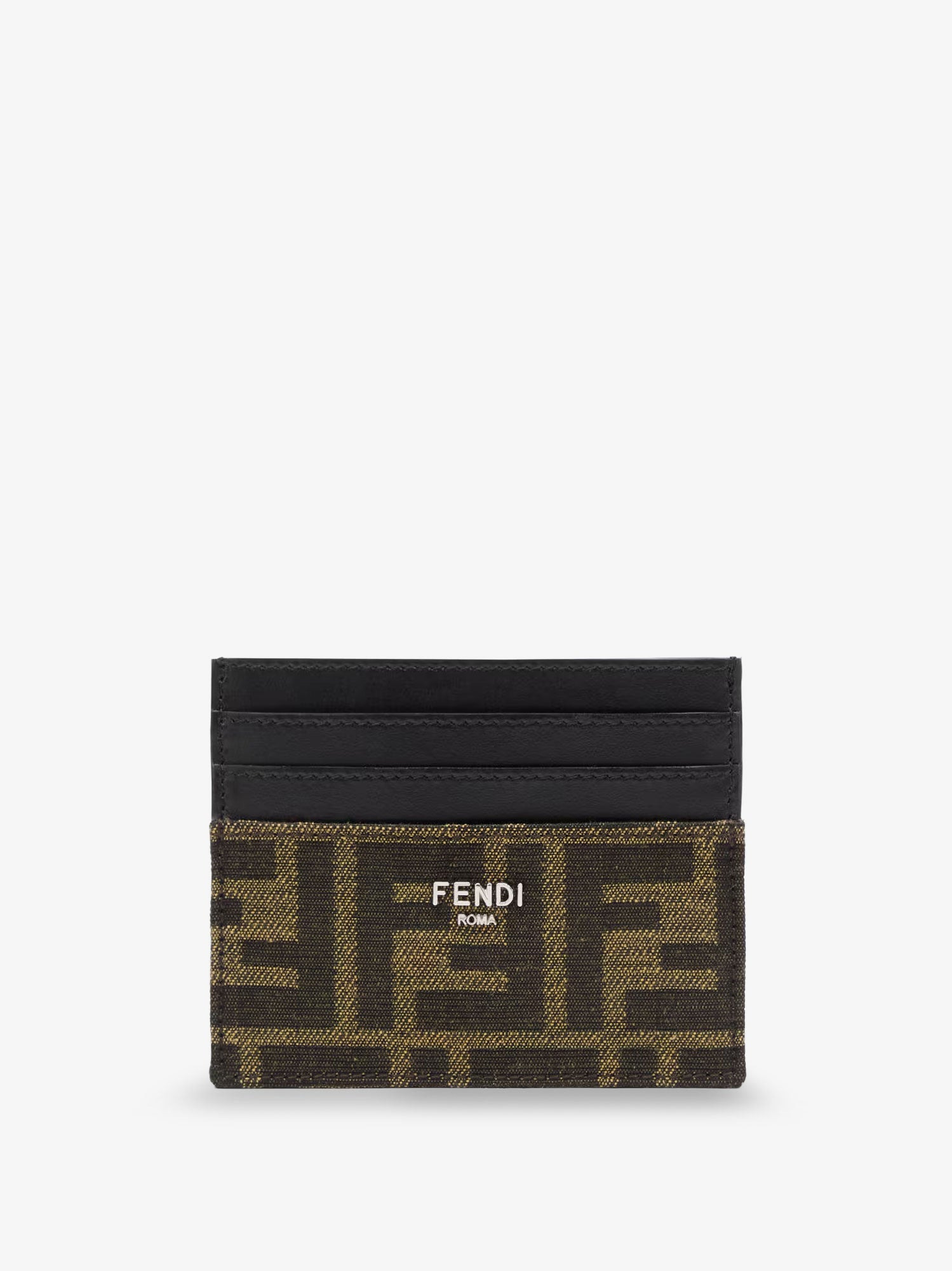 Fendi Leather Card Holder With Ff Jacquard Fabric Inserts - 1