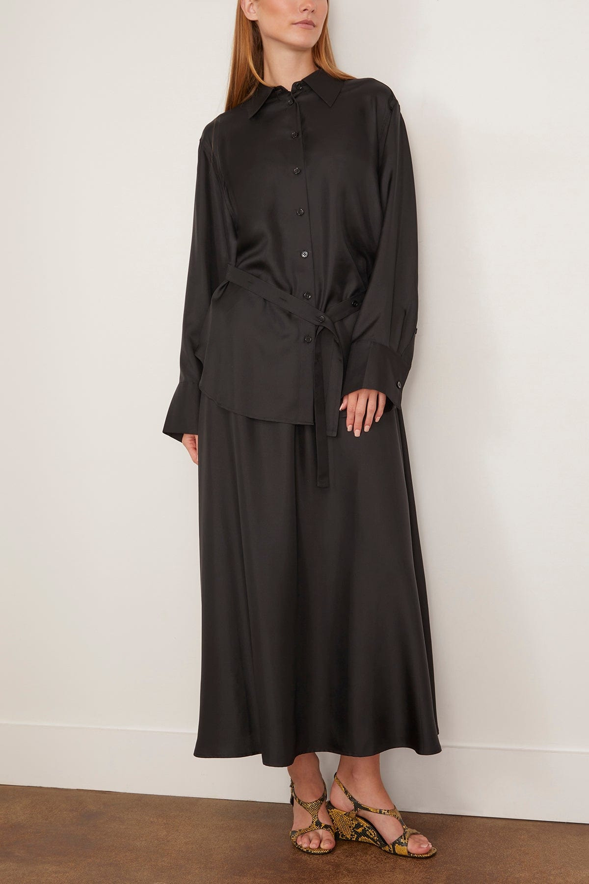 Silk Gilet-Dress in Black - 3