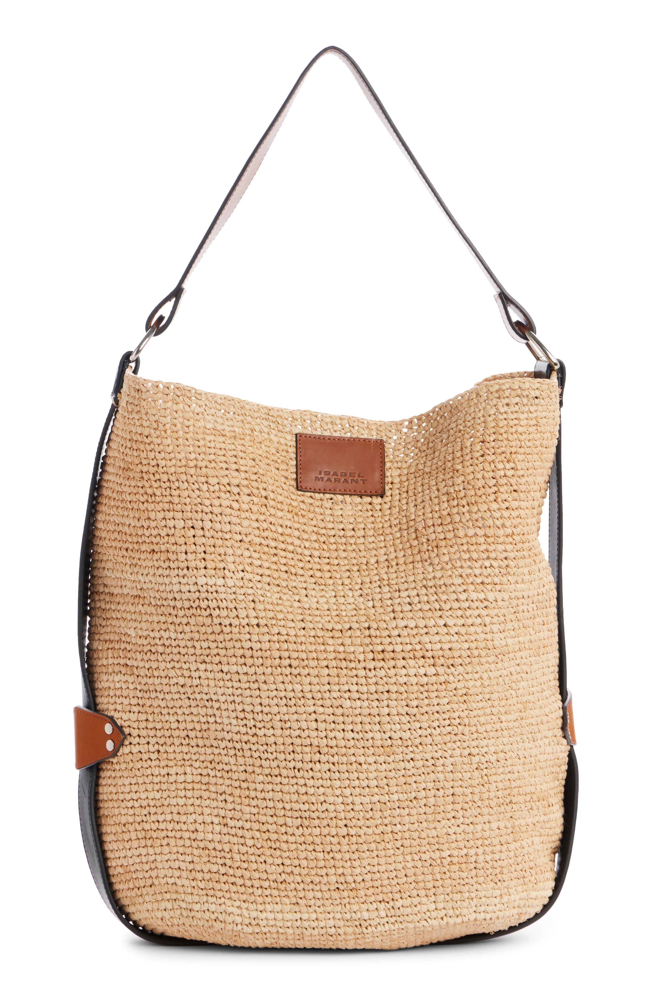 Isabel Marant Bayia Raffia Bucket Bag in Natural/Cognac at Nordstrom - 1