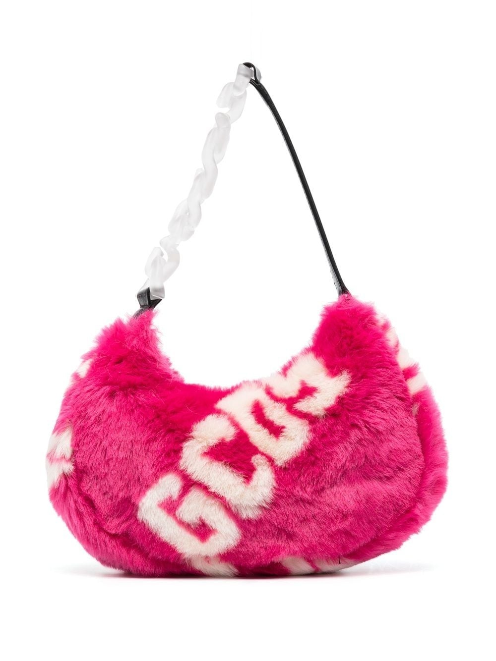 logo-print faux-fur shoulder bag - 1