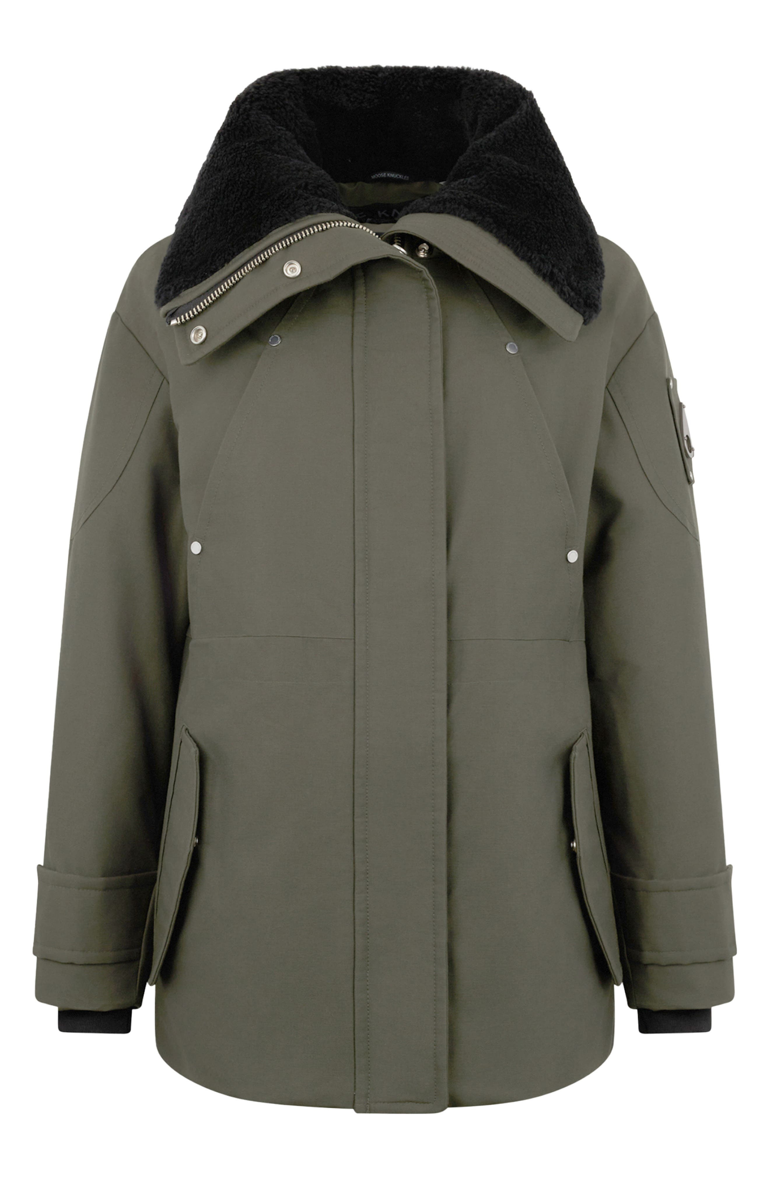 Moose Knuckles Aurora Water Repellent Genuine Shearling Lined 800 Fill Power Down Jacket in Dark Oli - 5