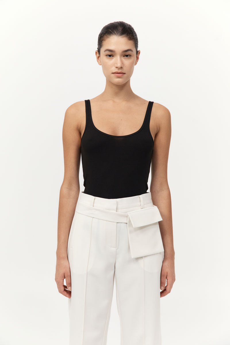 Organic Cotton Slim Scoop Tank - Jet Black - 2