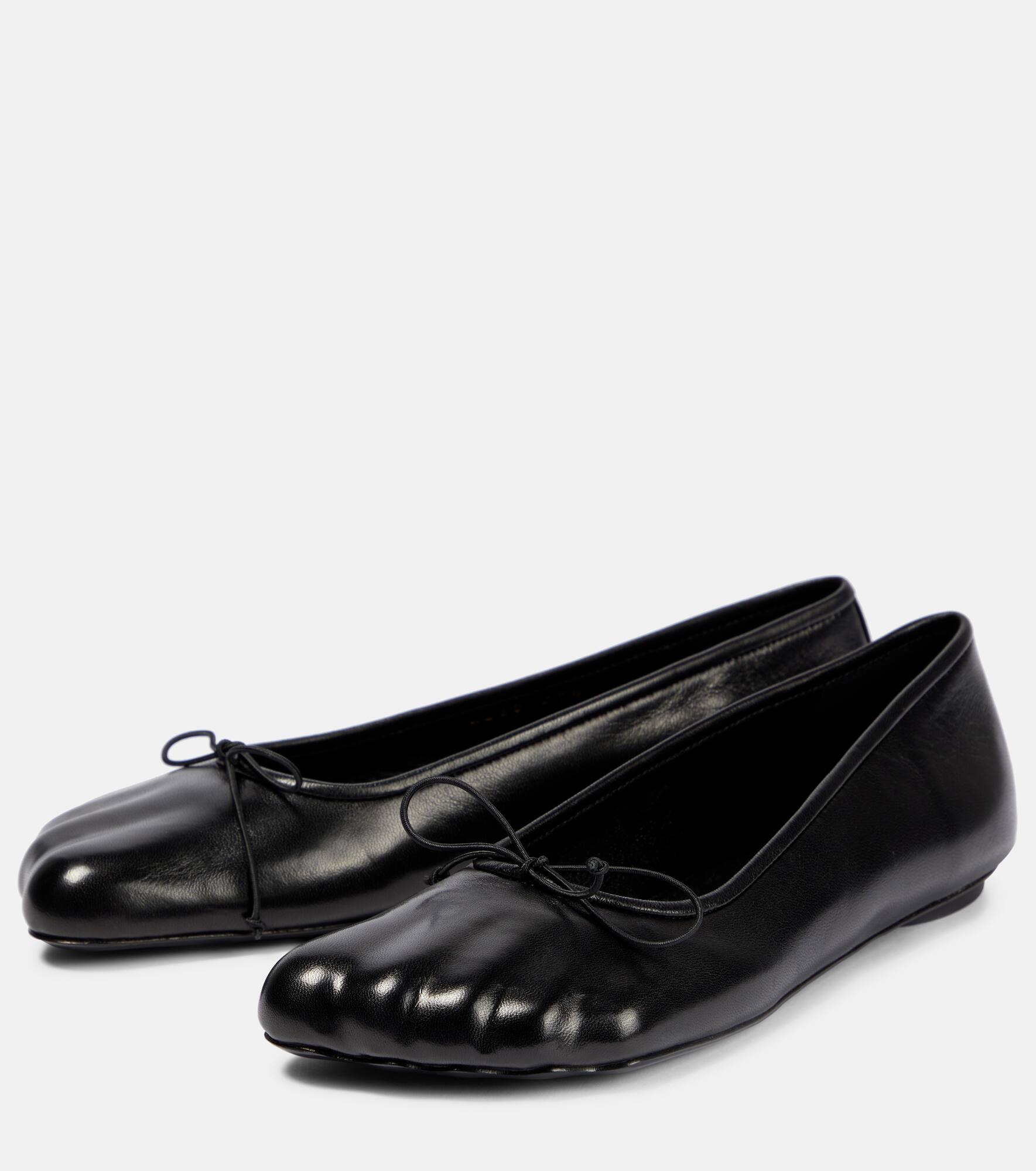 Bow-detail leather ballet flats - 5