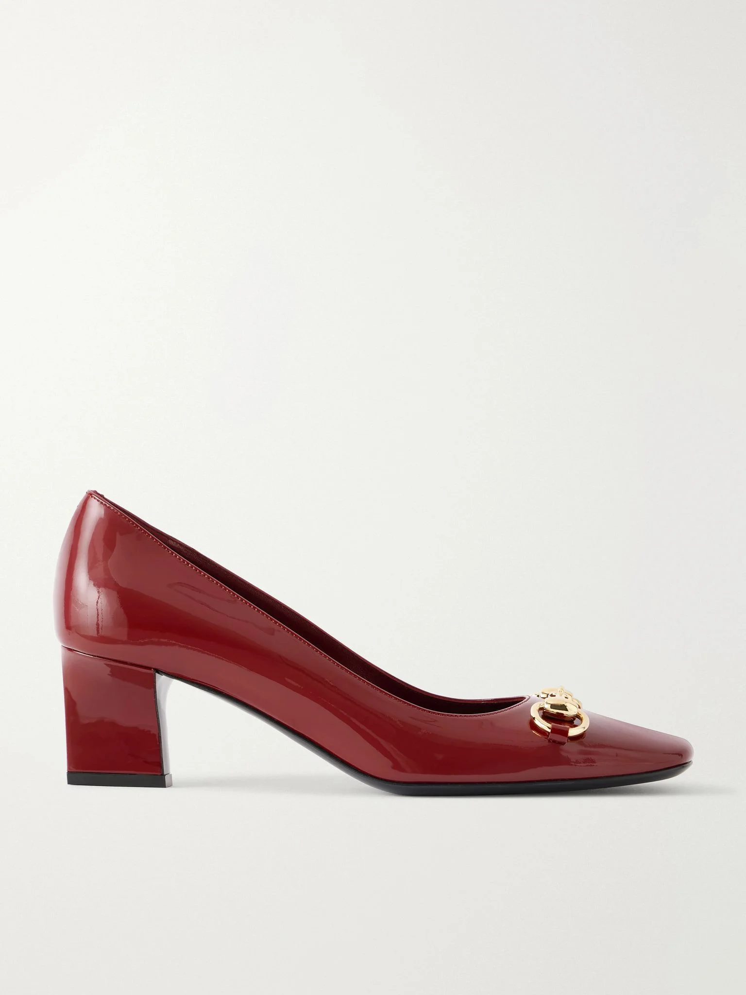 Signora 55 Horsebit-embellished patent-leather pumps Red - 1
