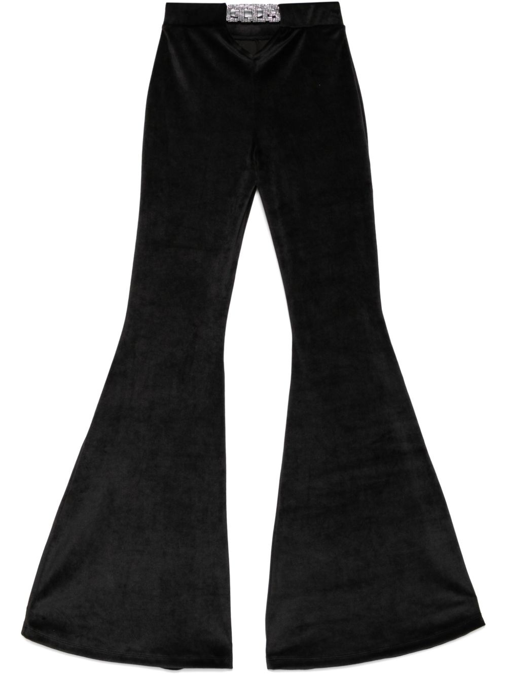 chocker-detailed velvet trousers - 2