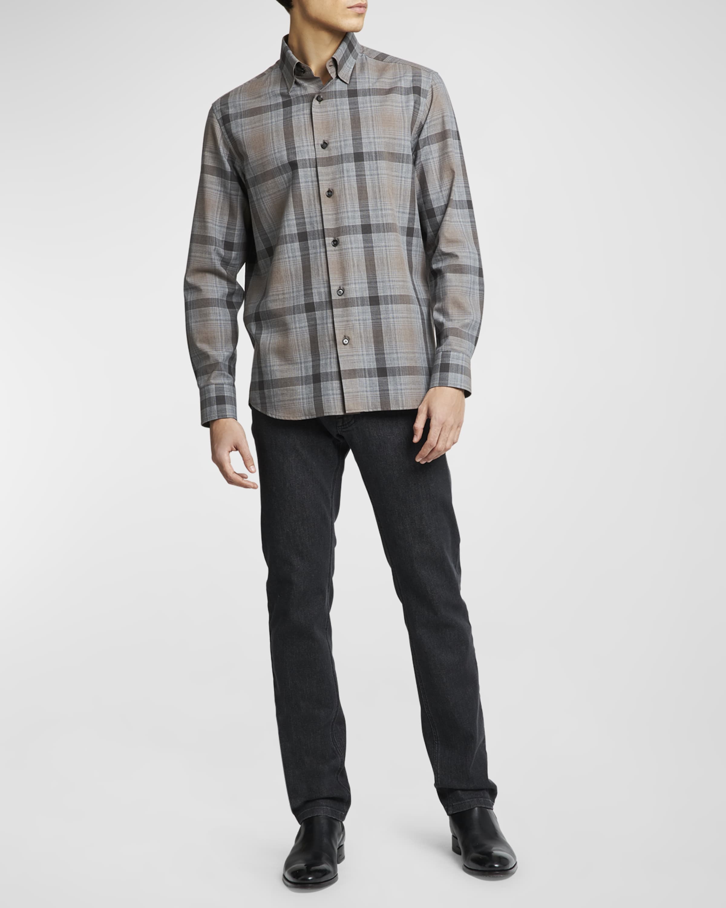 Men's Wool Plaid Sport Shirt - 3