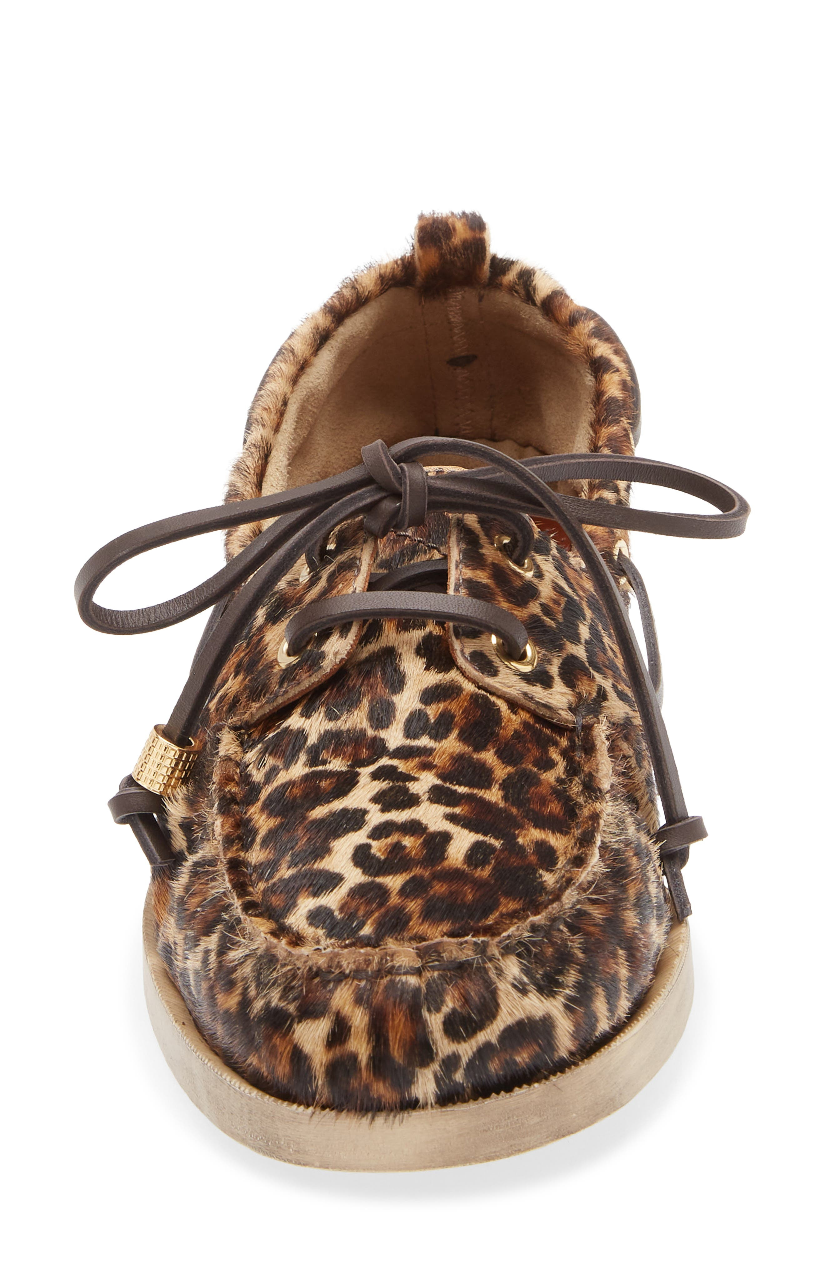 Golden Goose Genuine Calf Hair Boat Shoe in Beige Brown Black Leo at Nordstrom - 4