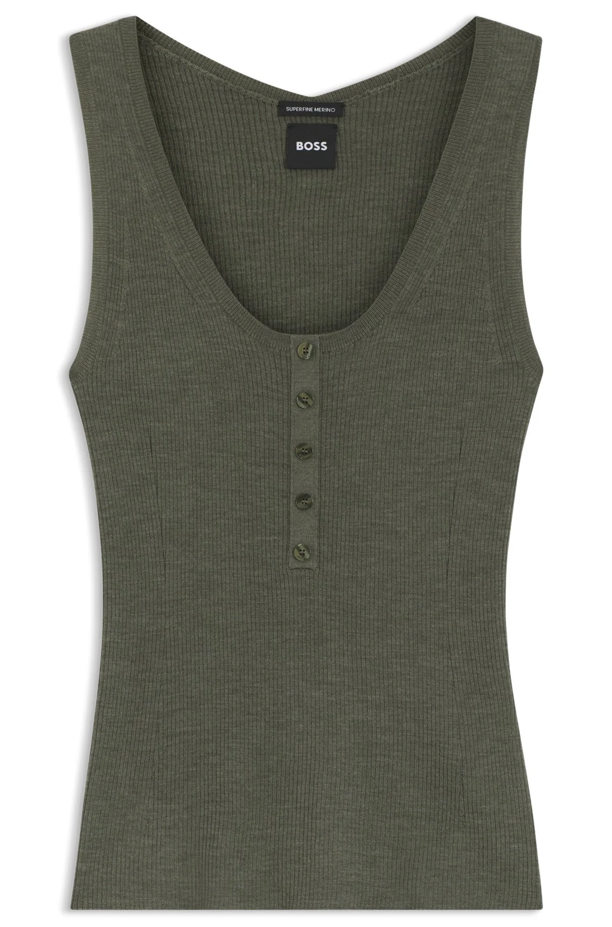 SLEEVELESS TOP IN RIB-KNIT MERINO WOOL - 1