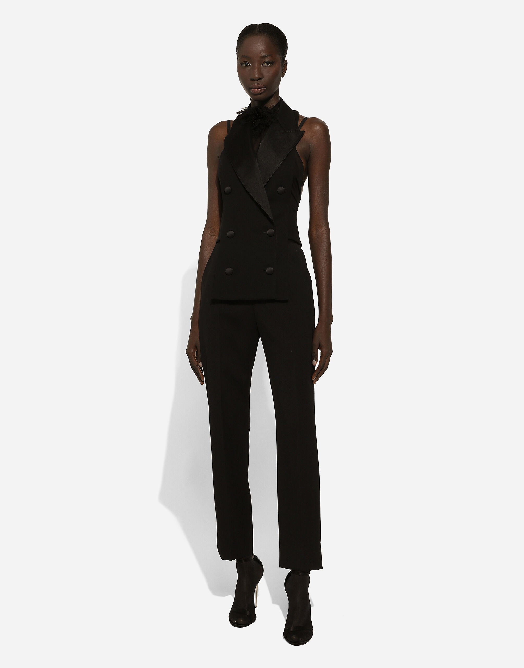 Double-breasted wool gabardine waistcoat - 3