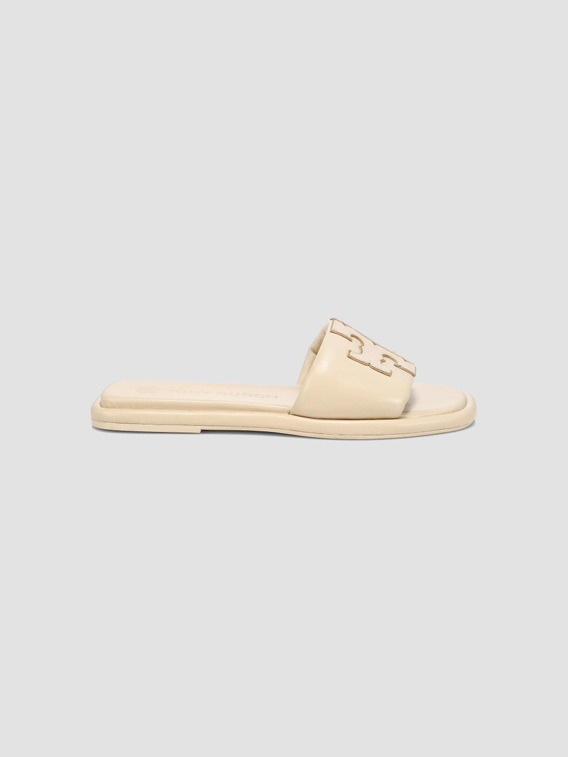 Women's Double-T Monogram Padded Leather Slide Sandals - Dolce De Leche 1