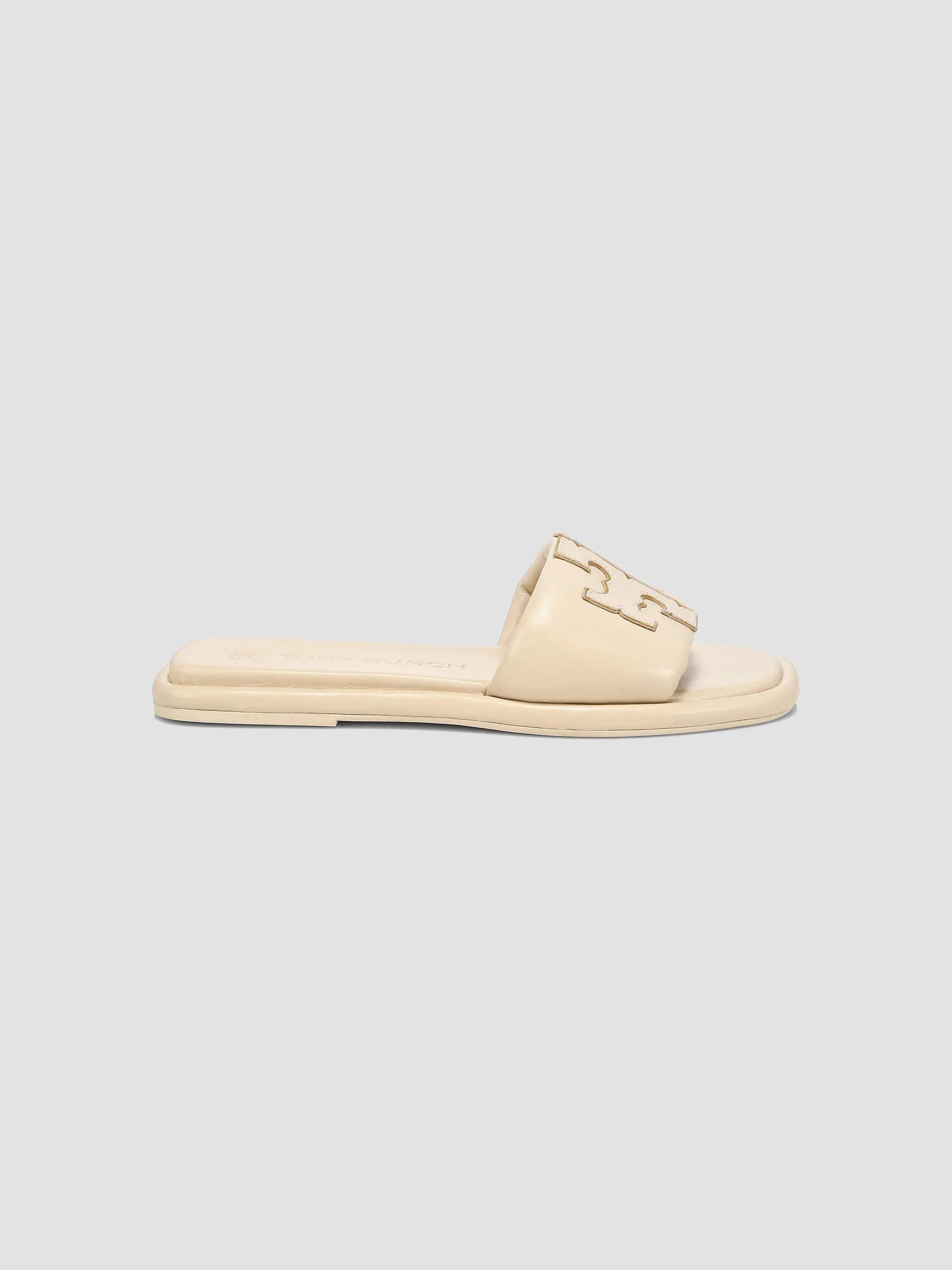 Women's Double-T Monogram Padded Leather Slide Sandals - Dolce De Leche - 1