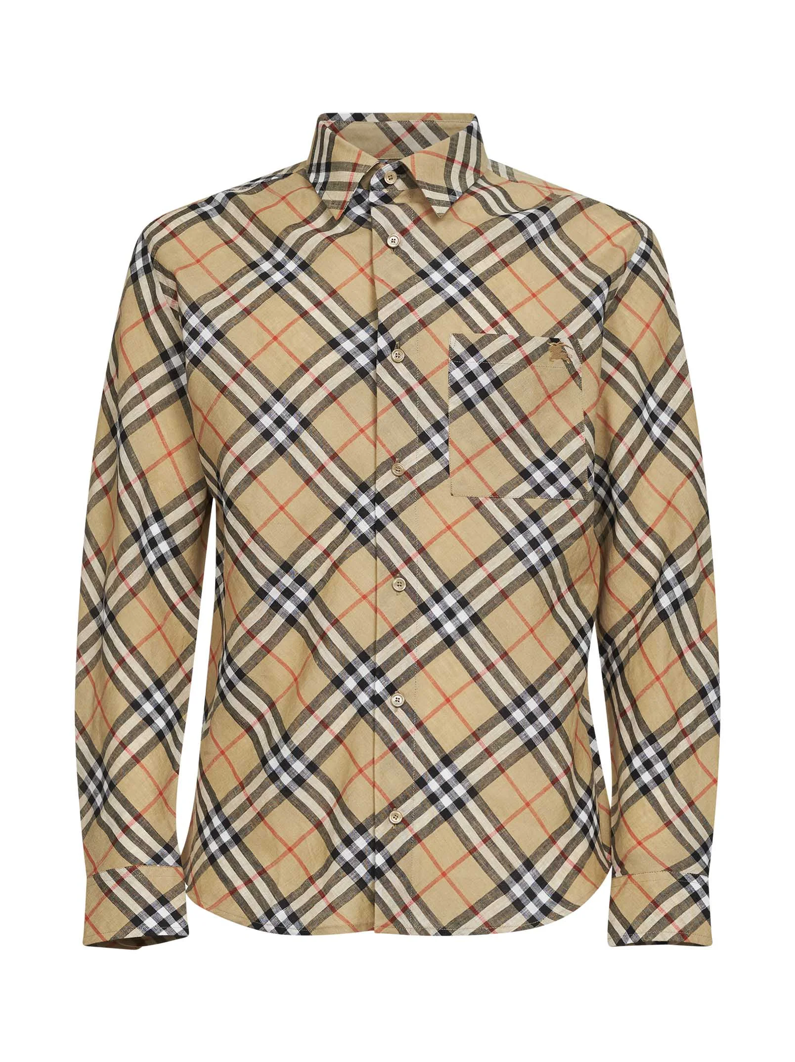 Sand Check linen shirt - 1