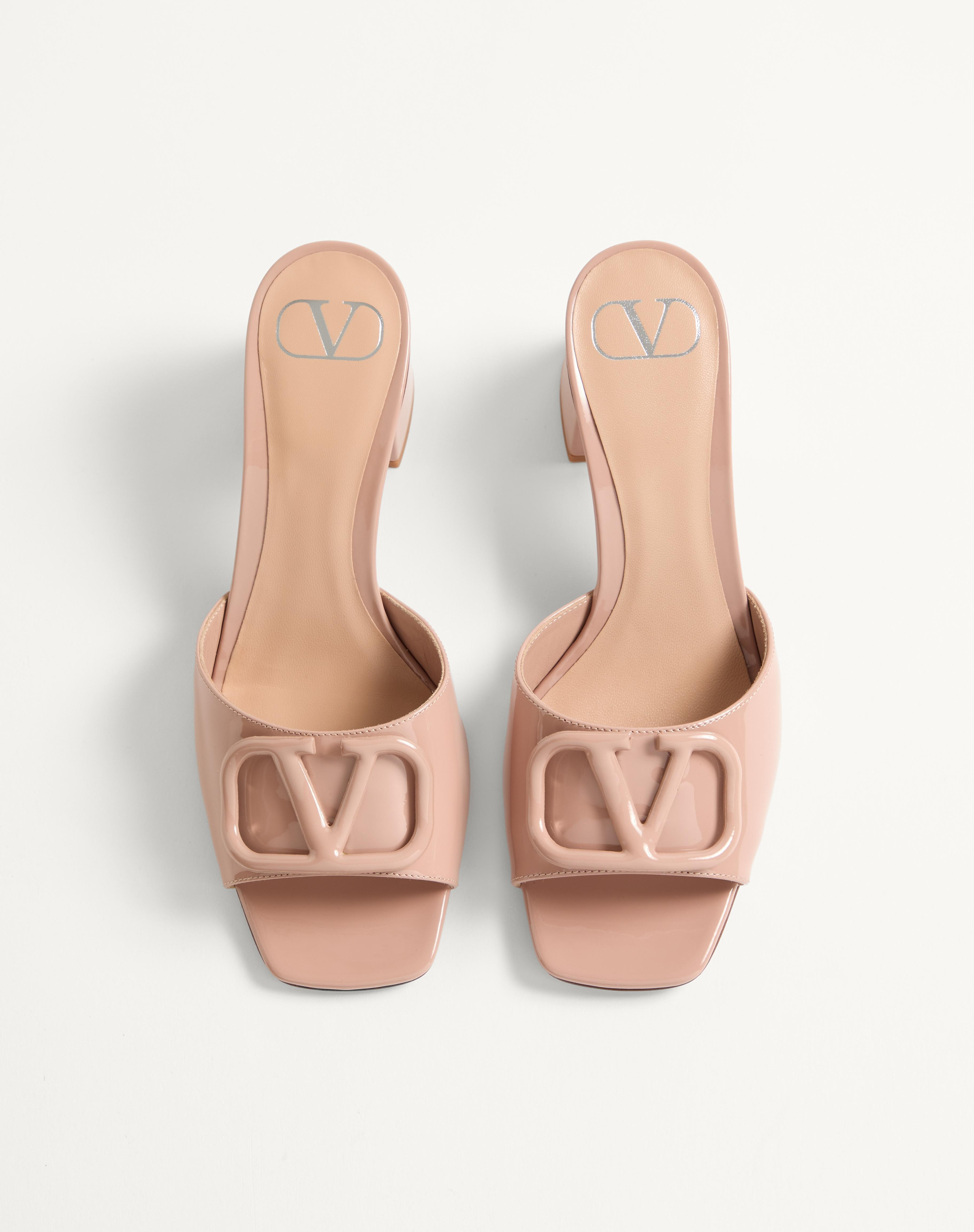 VLOGO SIGNATURE PATENT LEATHER SLIDE SANDAL 60MM - 4