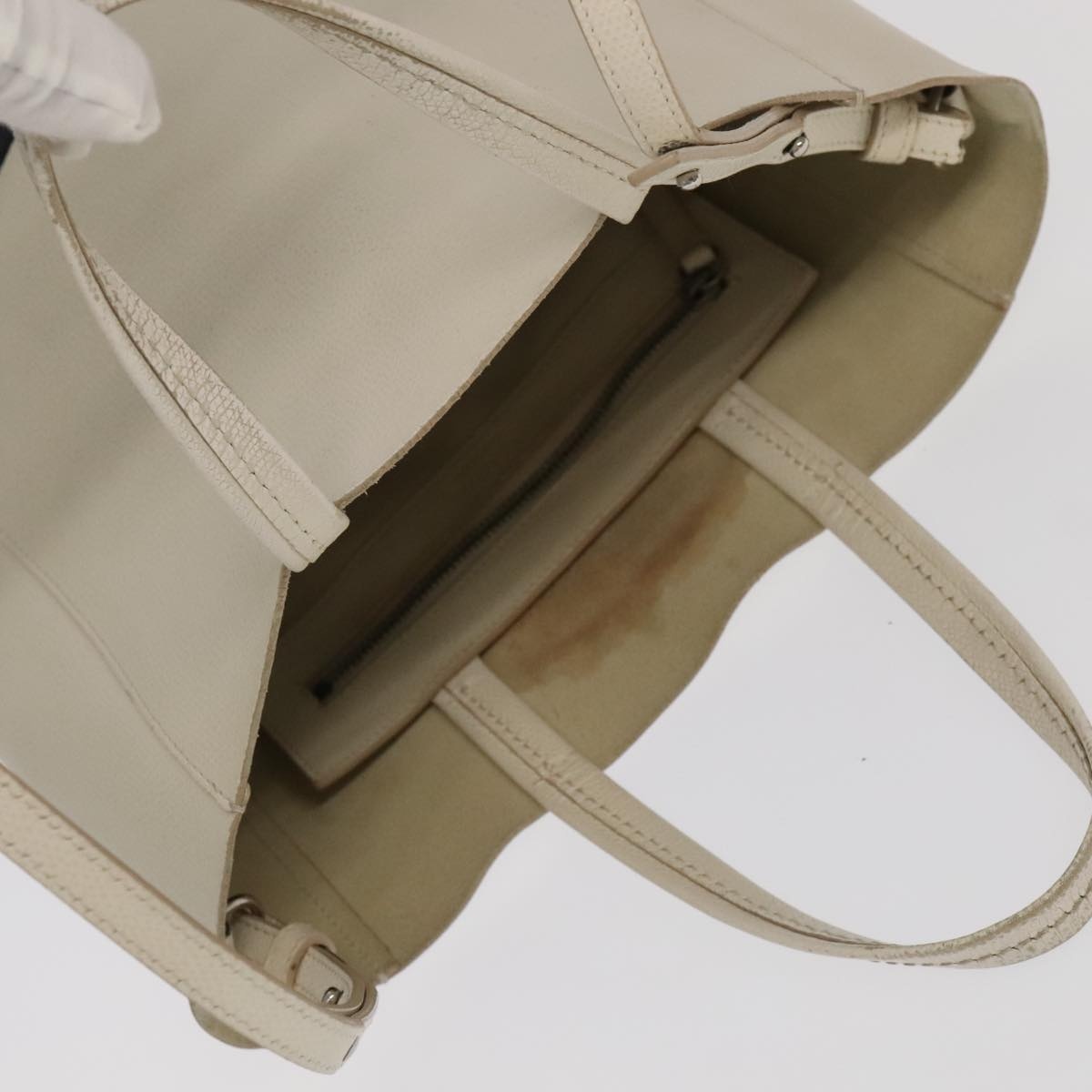 CELINE Horizontalkava Tote Bag Leather Black White Silver - 6