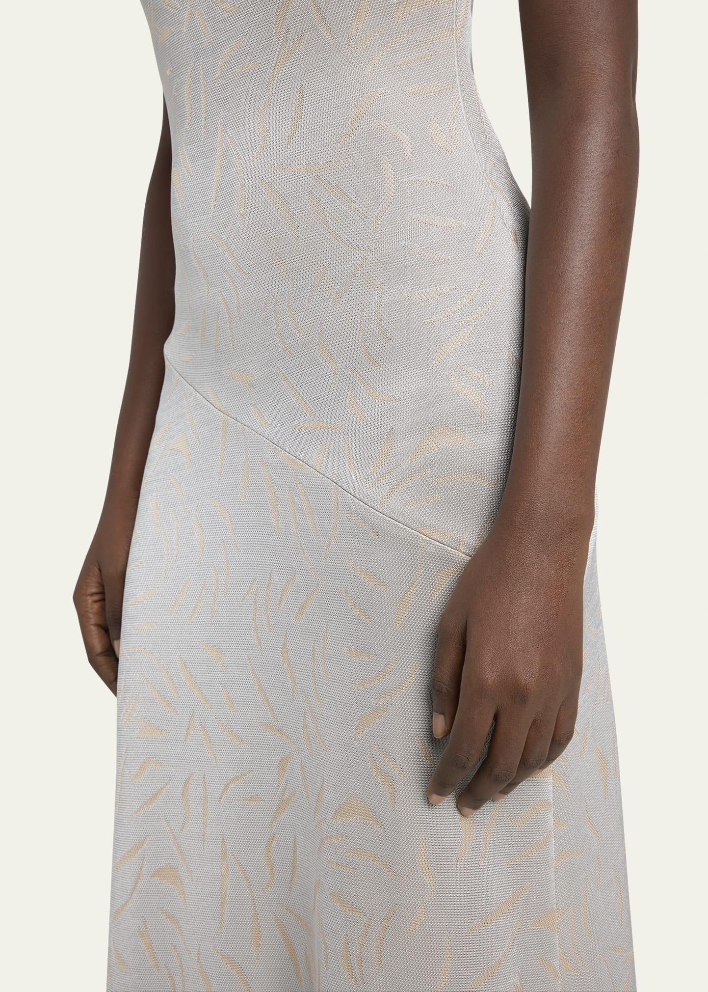 Printed Shiny Viscose Jacquard Maxi Dress - 5