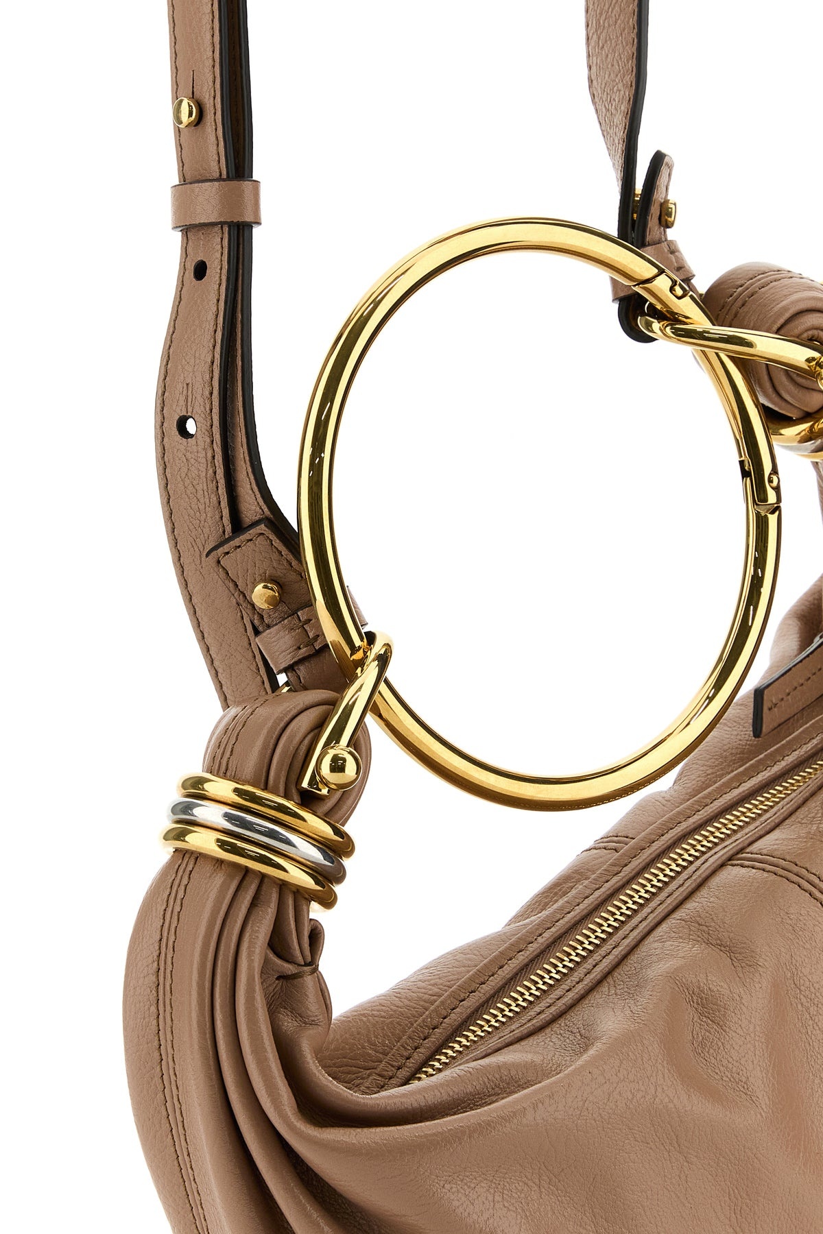 Antiqued pink leather Bracelet handbag - 4