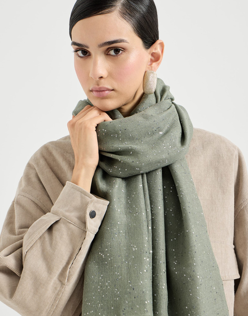 Lightweight cashmere and silk Diamond yarn knit scarf 4