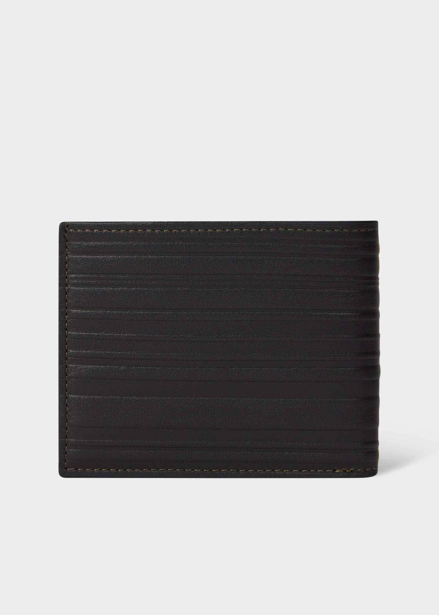 Khaki Leather 'Shadow Stripe' Billfold Wallet - 2