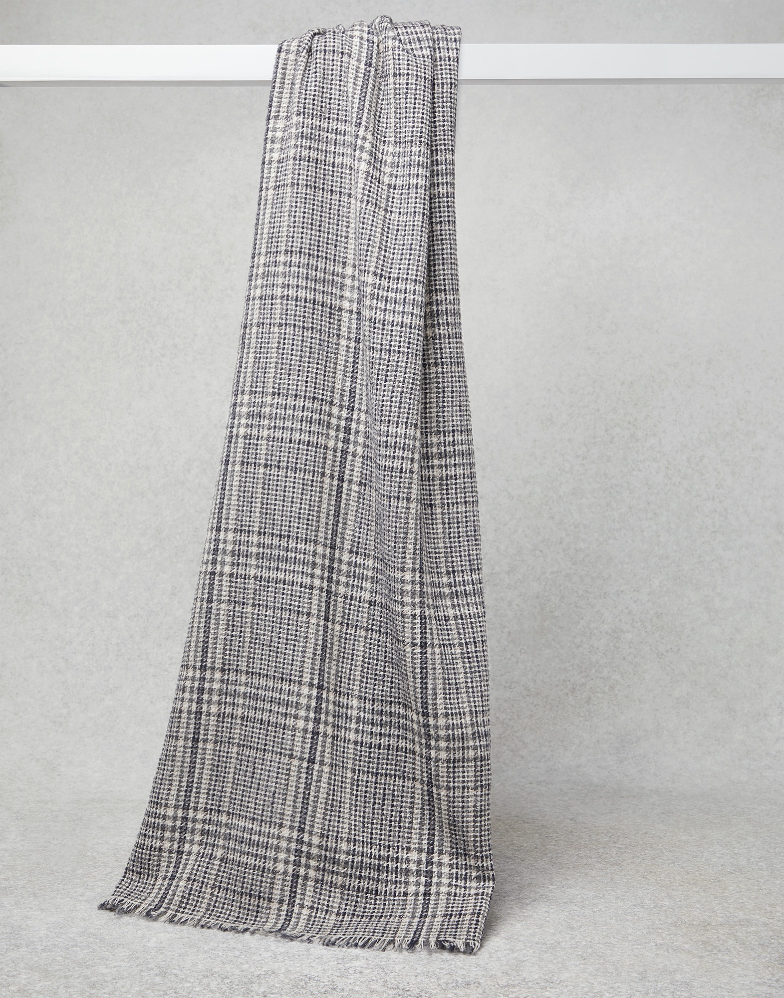 Sparkling Prince of Wales scarf in cashmere, virgin wool and mohair - 1
