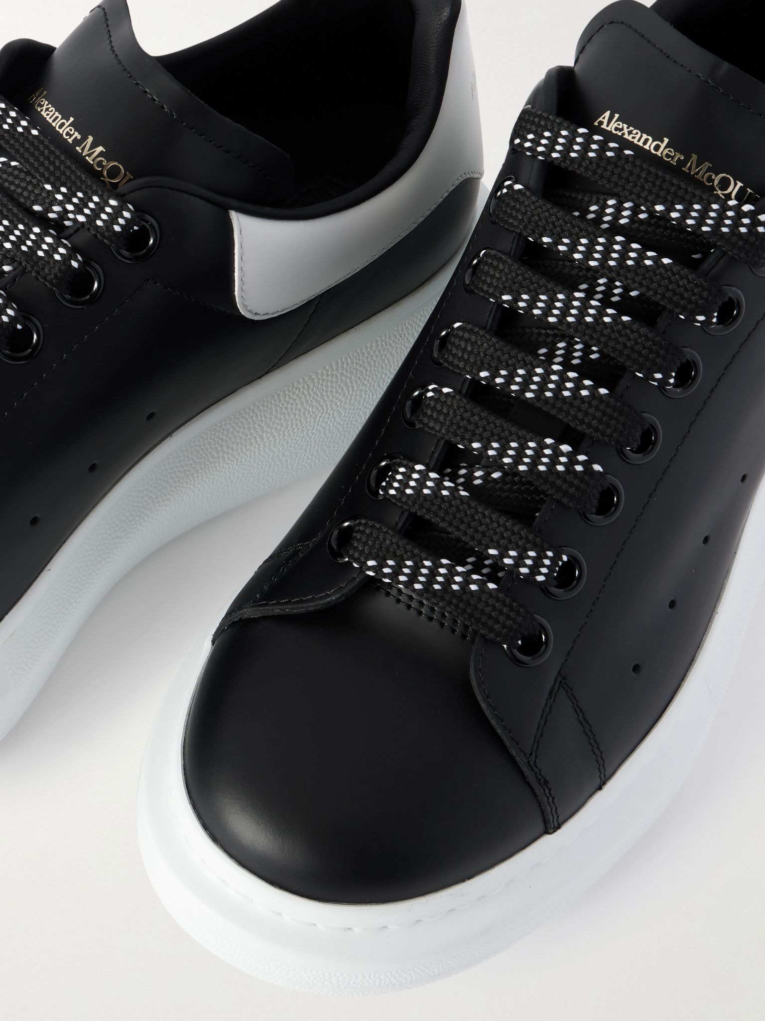 Exaggerated-Sole Studded Leather Sneakers Black - 5
