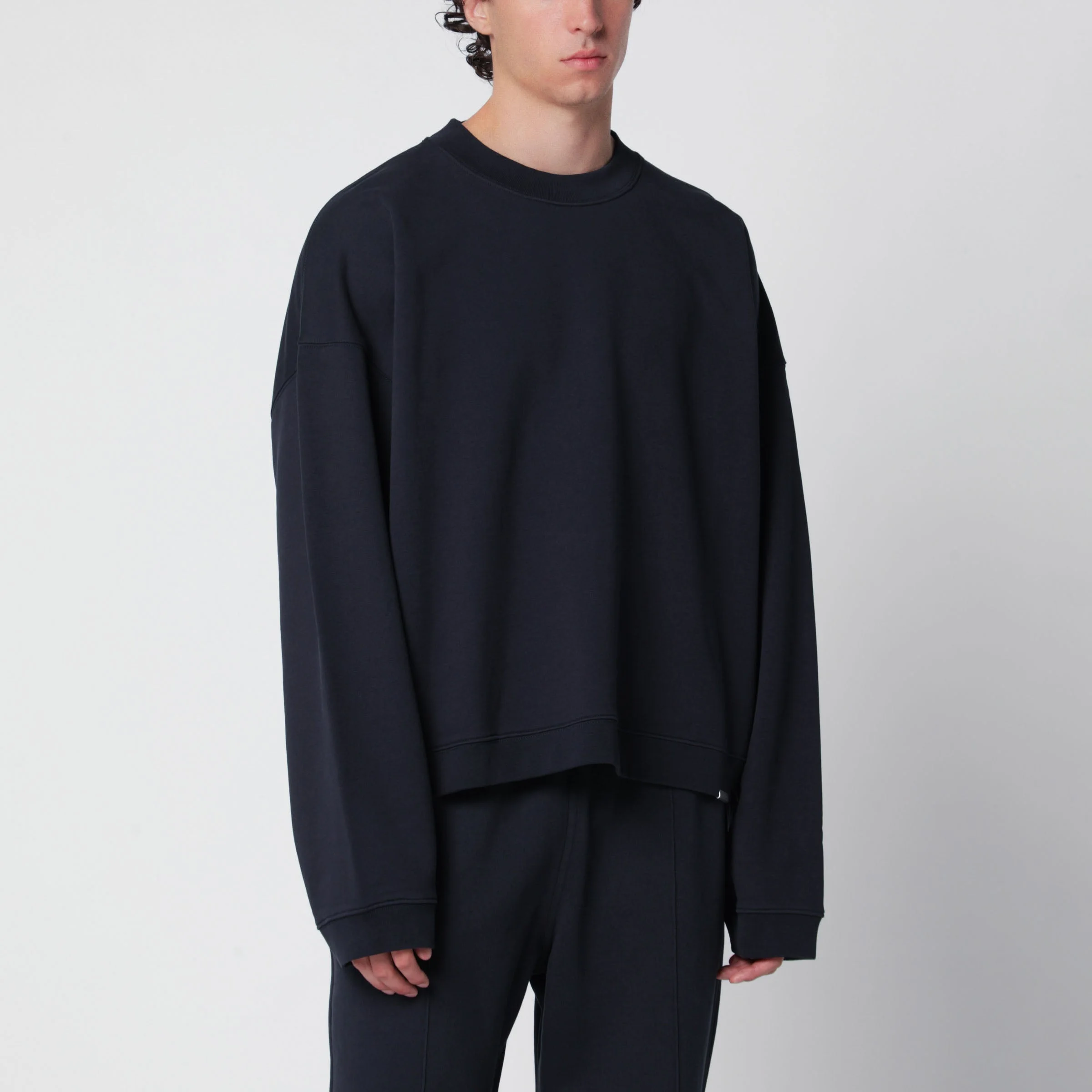 Midnight navy cotton crew-neck sweatshirt - 1