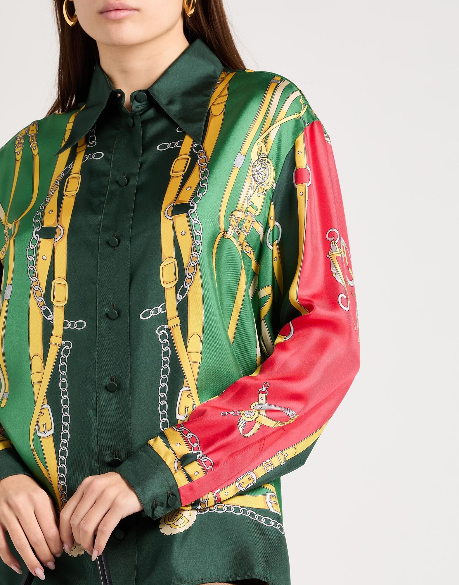 Green Women's Patterned Shirts & Blouses - 4