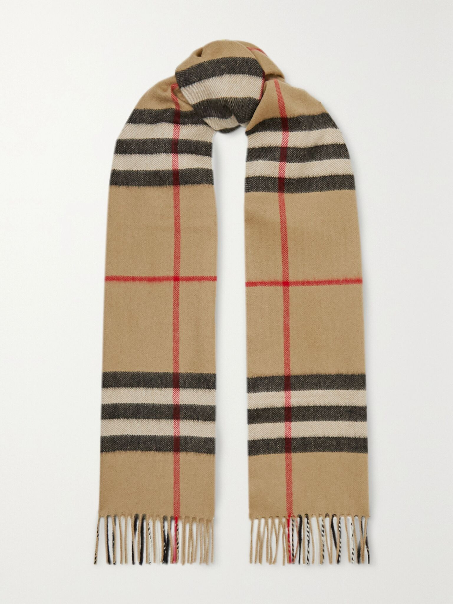 + NET SUSTAIN fringed checked cashmere scarf Brown - 1