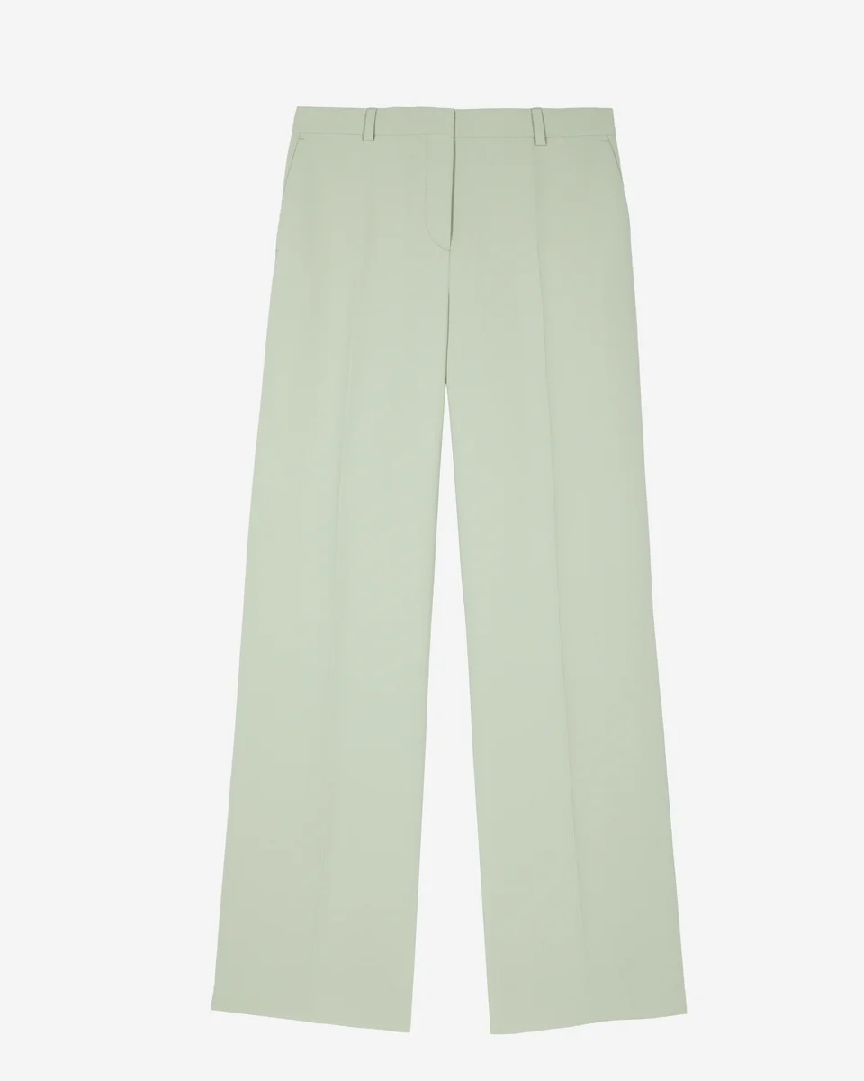 PASTEL GREEN STRAIGHT-LEG TAILORED PANTS - 1