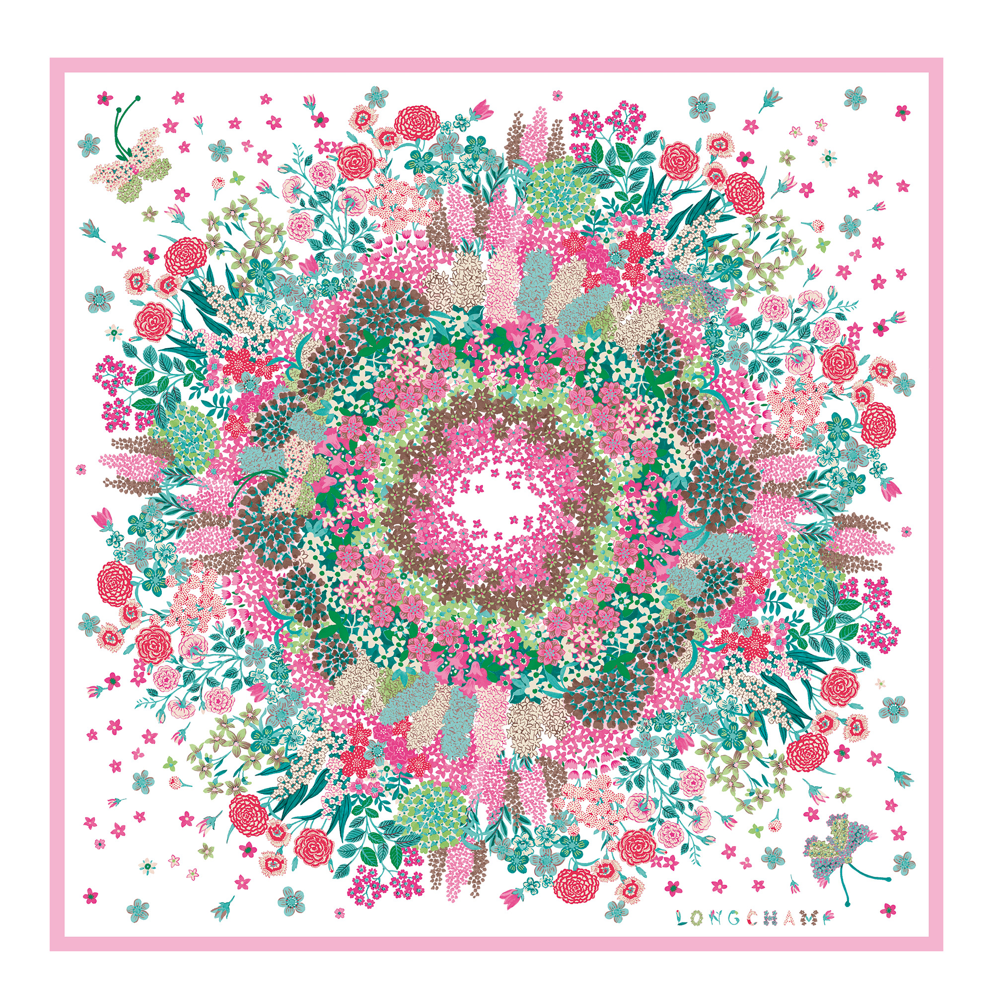 Collier de fleurs Silk scarf 90 Pink - Silk - 1