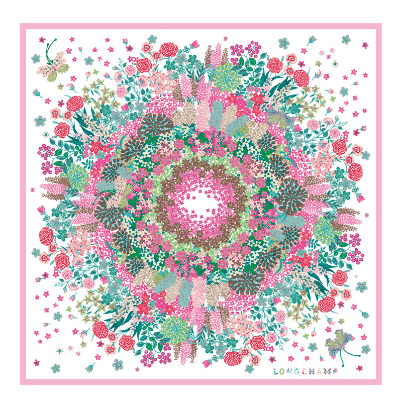 Collier de fleurs Silk scarf 90 Pink - Silk 1